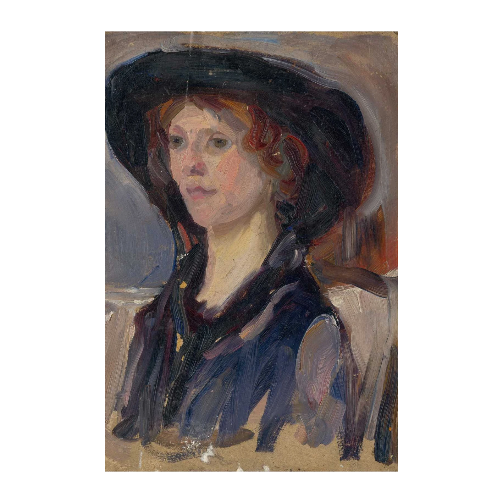Elegant Lady Portrait with Hat Wall Art