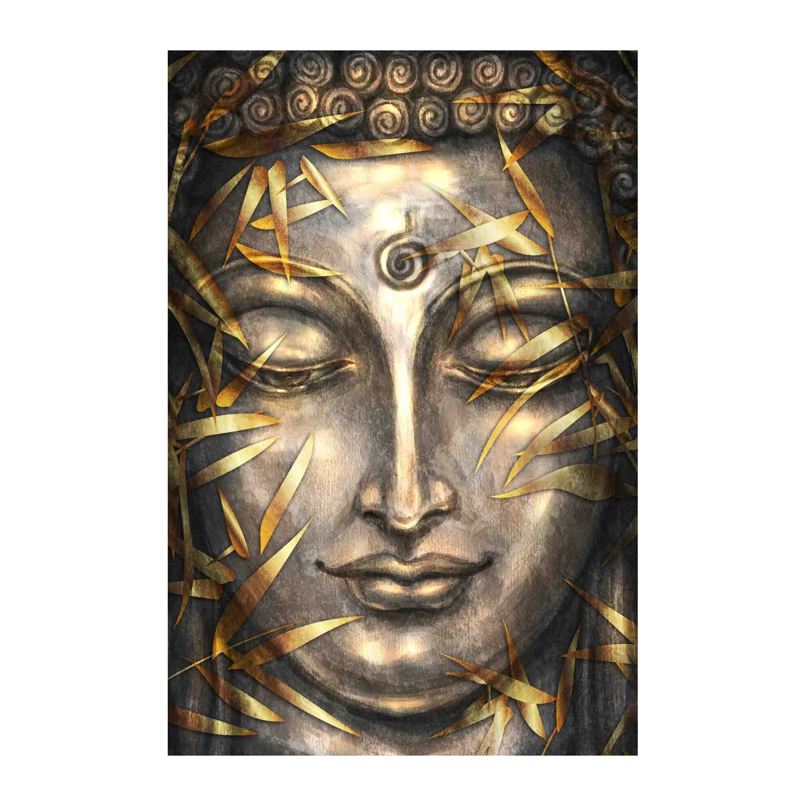 Serene Buddha Bamboo Gold Wall Art