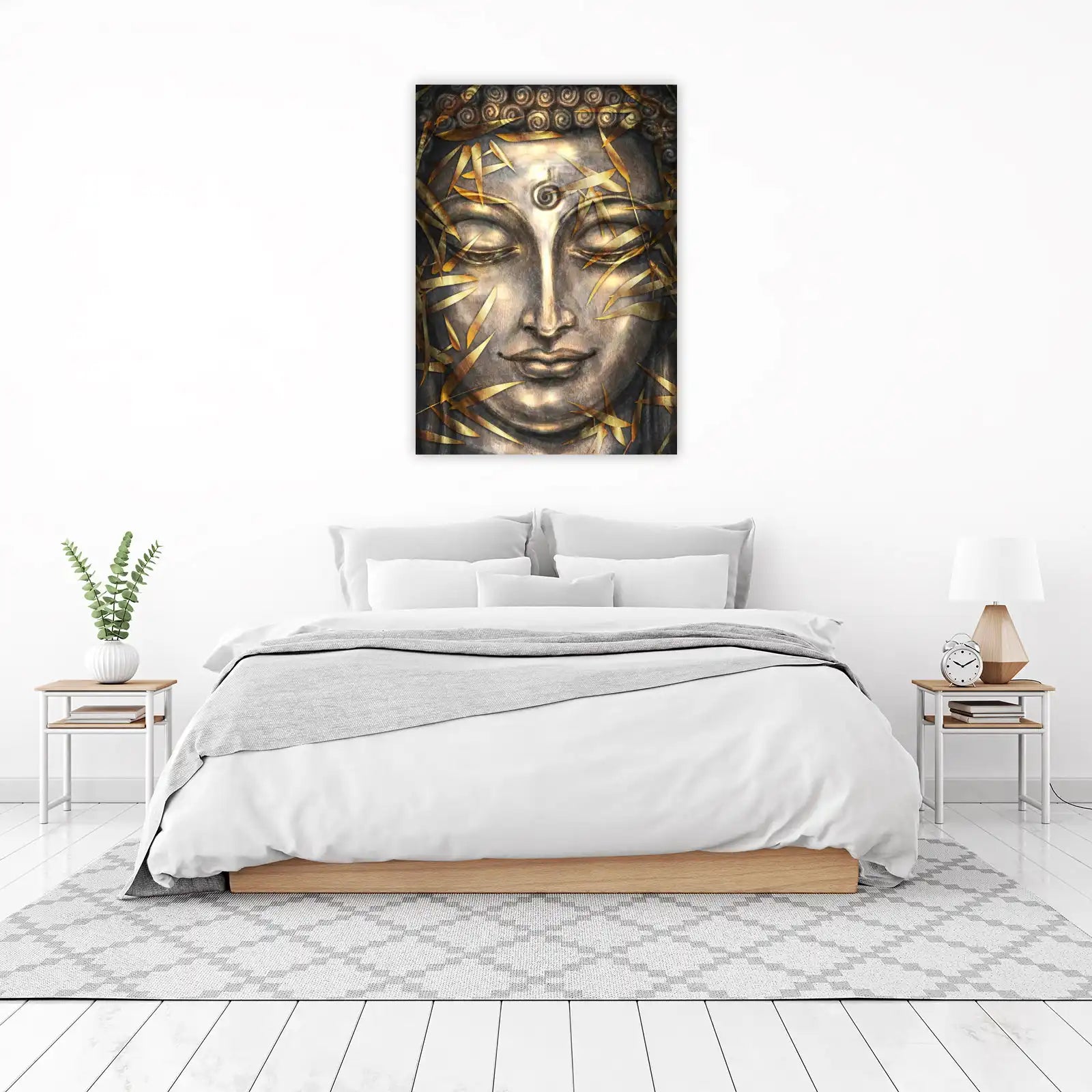 Serene Buddha Bamboo Gold Wall Art