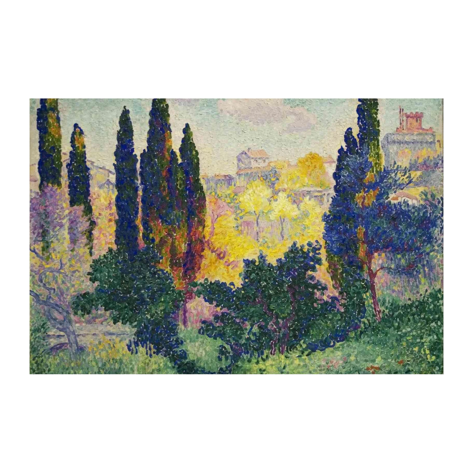 Vibrant Tuscan Cypress Landscape Wall Art