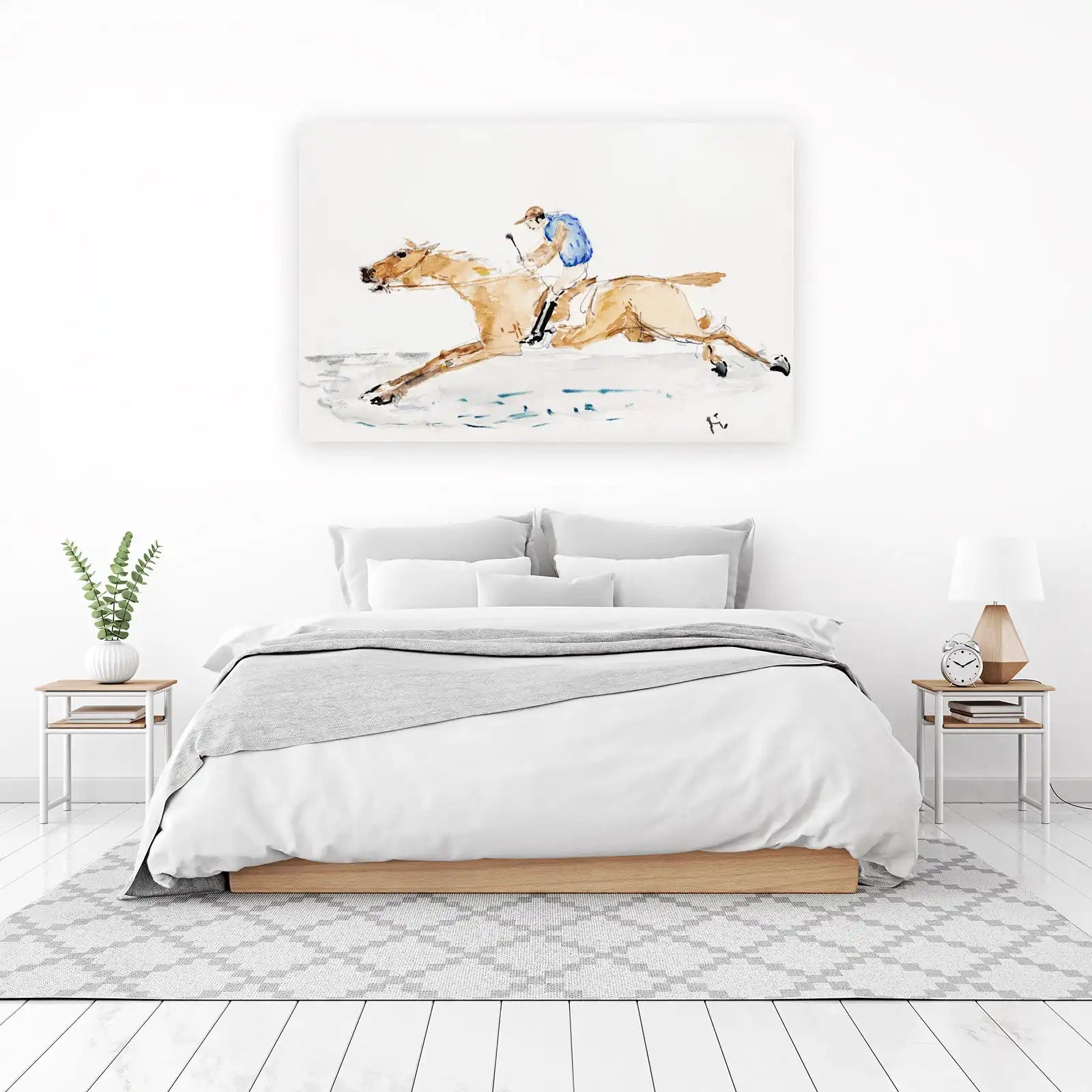Dynamic Horse Racing Jockey Watercolor Wall Art