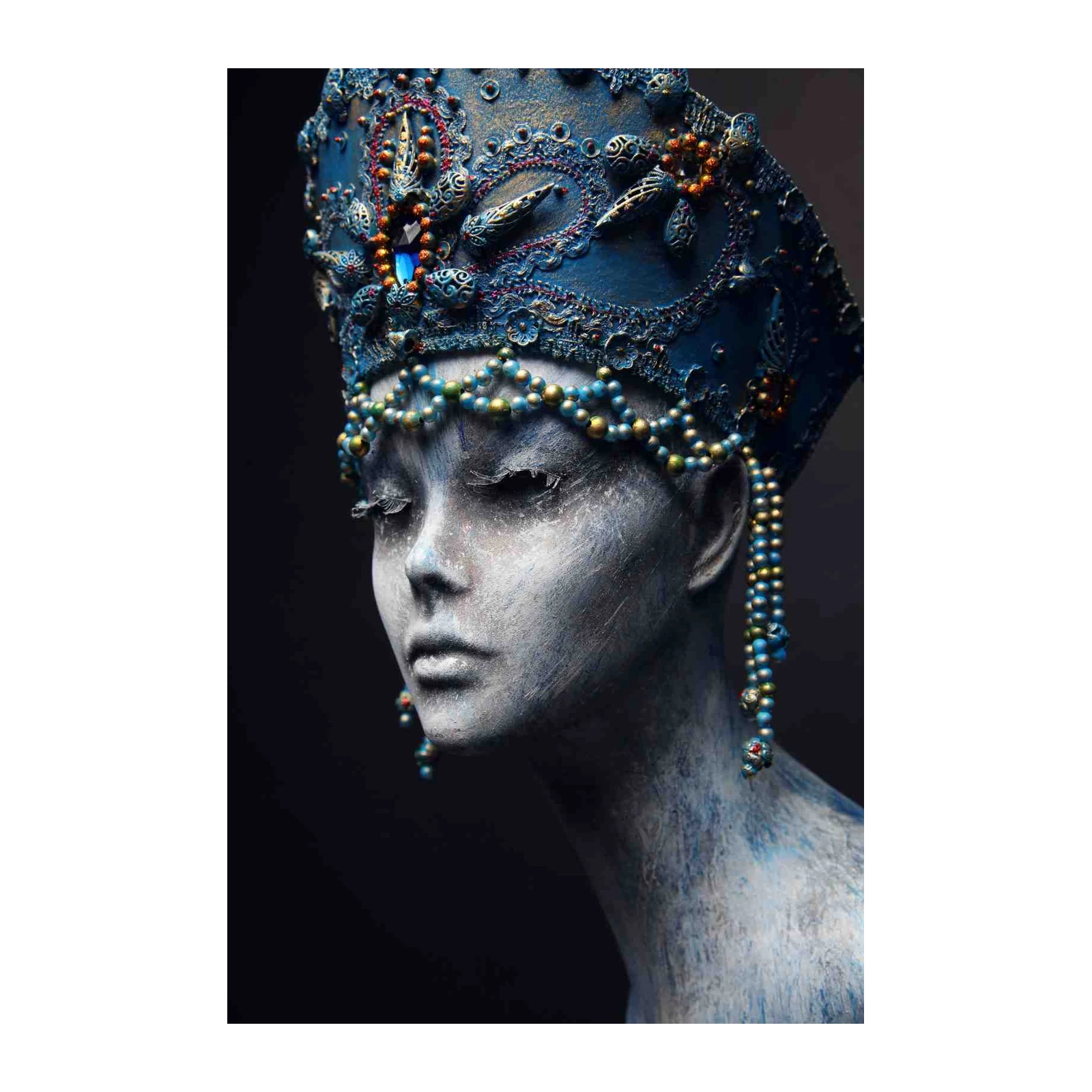 Majestic Blue Empress Portrait Wall Art