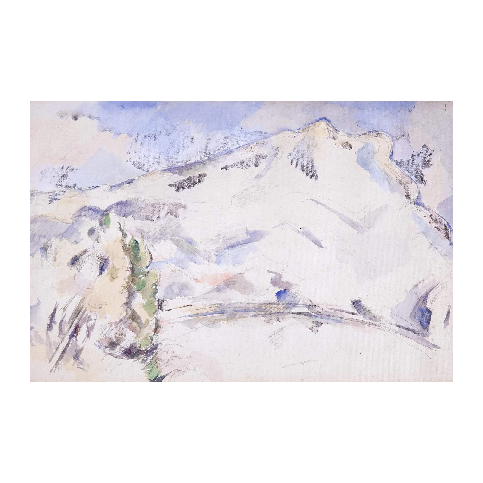 Serene Mountain Landscape Watercolor Wall Art
