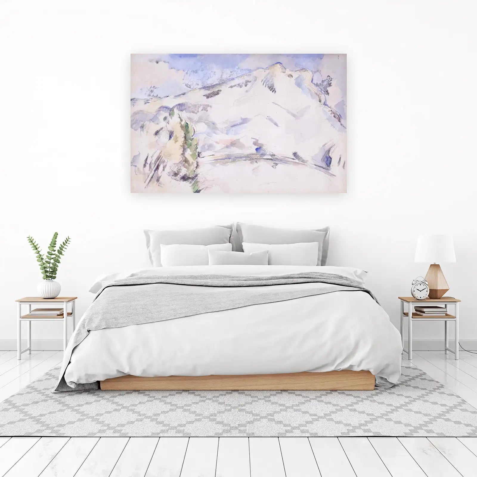 Serene Mountain Landscape Watercolor Wall Art