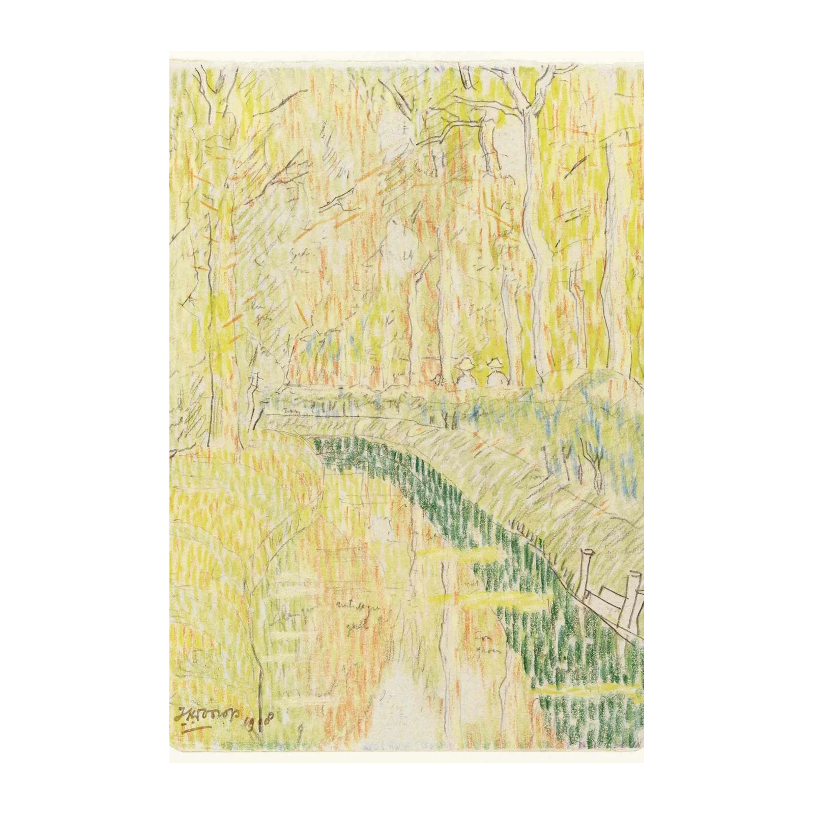 Serene Bridge Landscape Impressionist Wall Art