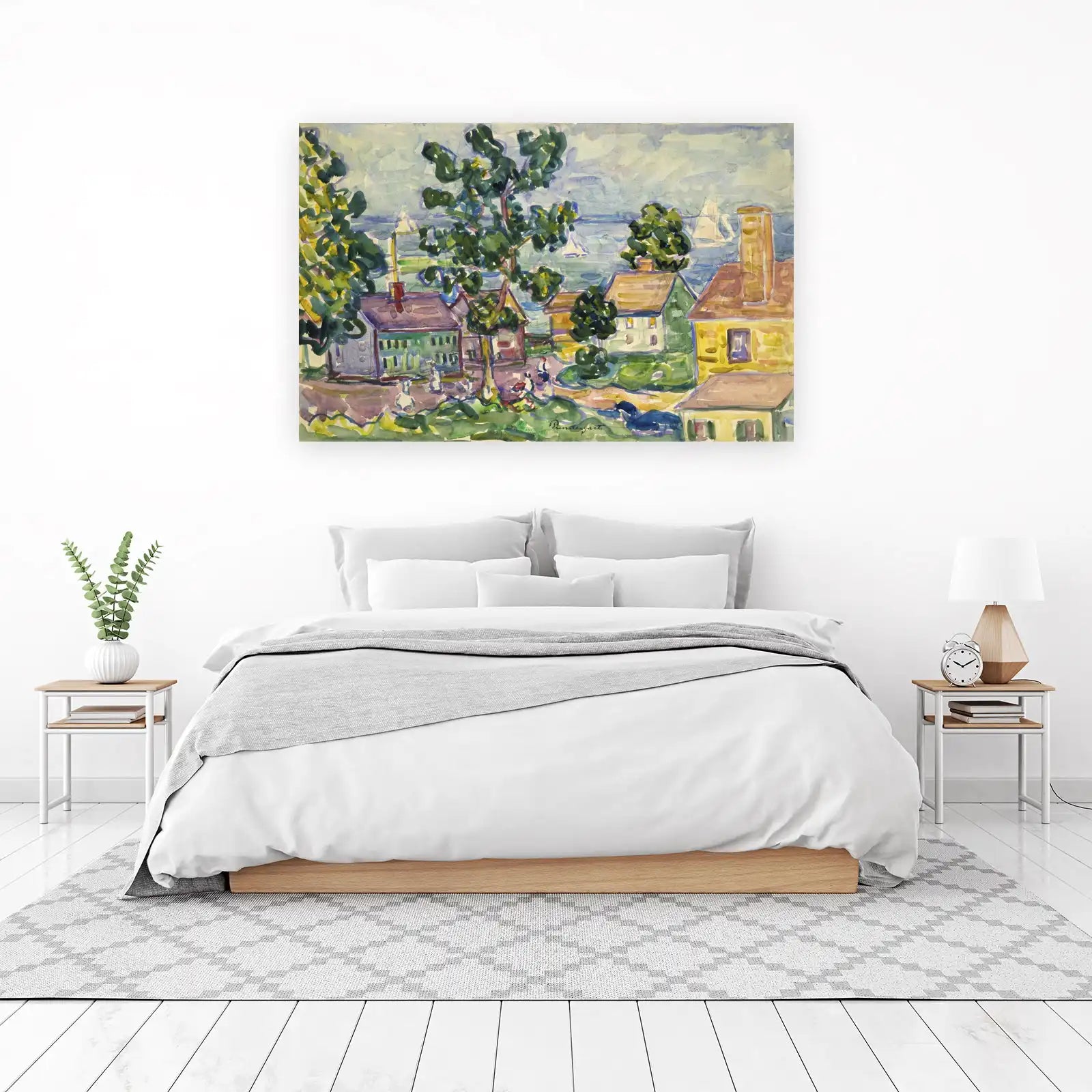 Seaside Village Charm Watercolor Wall Art