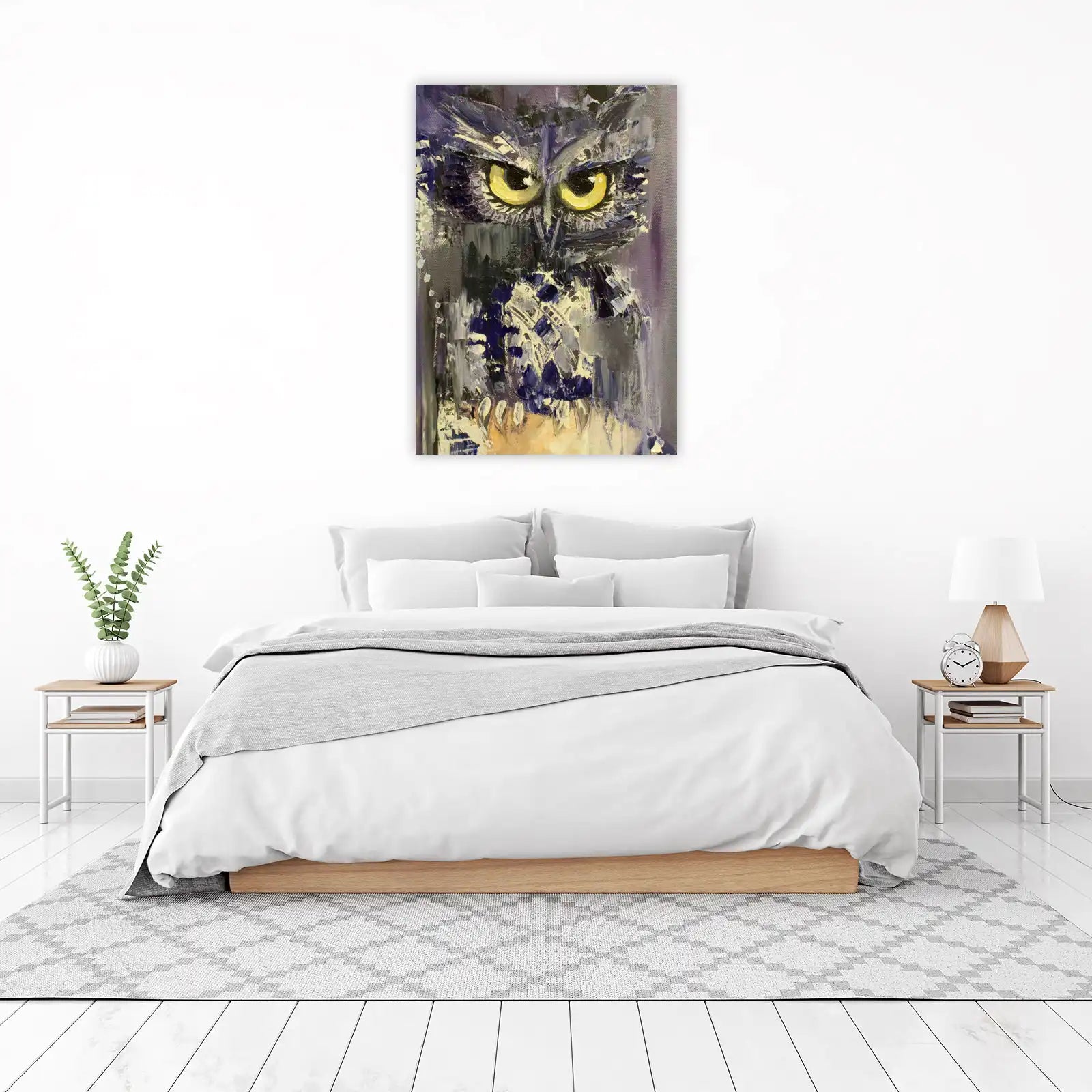 Mystic Owl Textured Oil Painting Wall Art