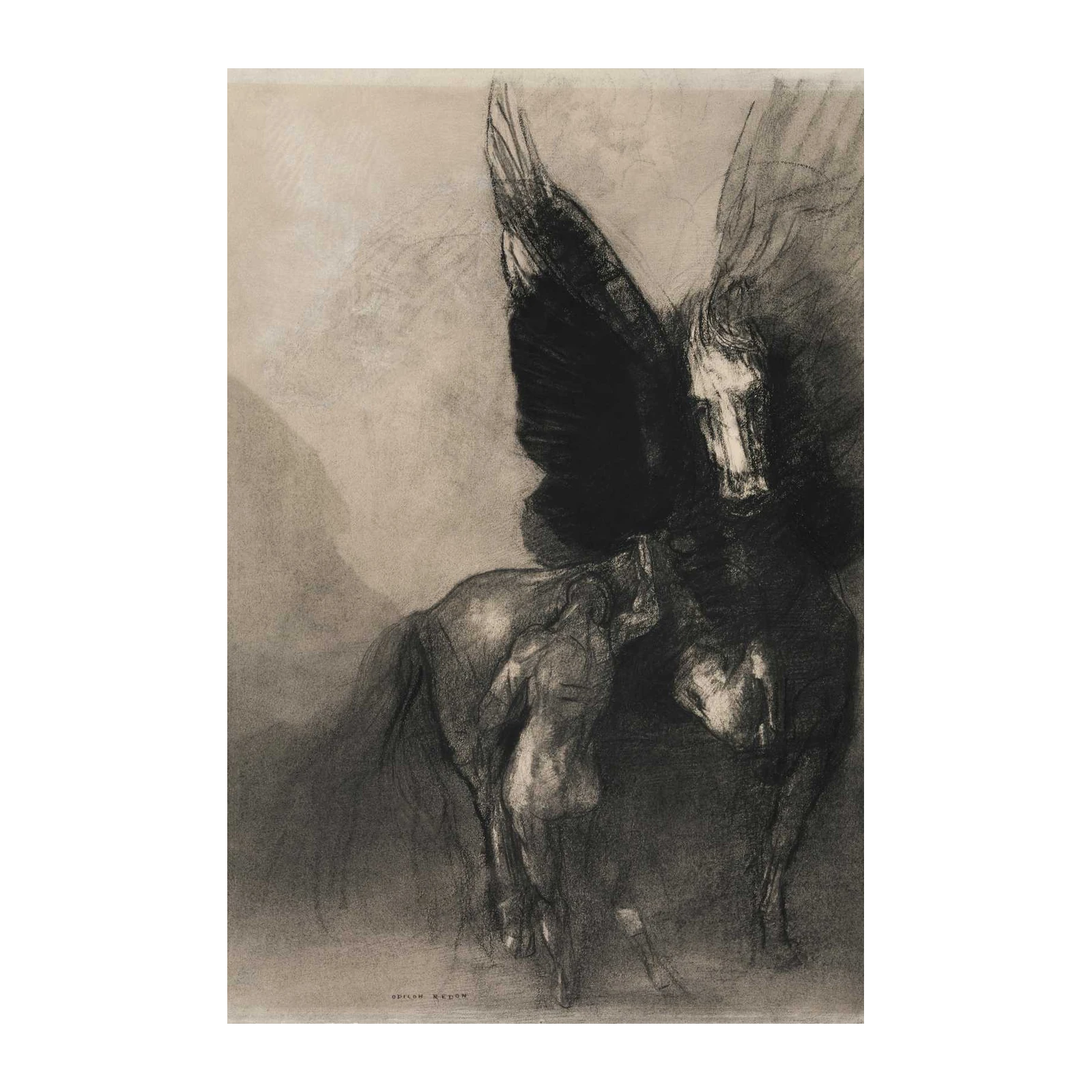 Pegasus & Icarus Dreamlike Charcoal Wall Art