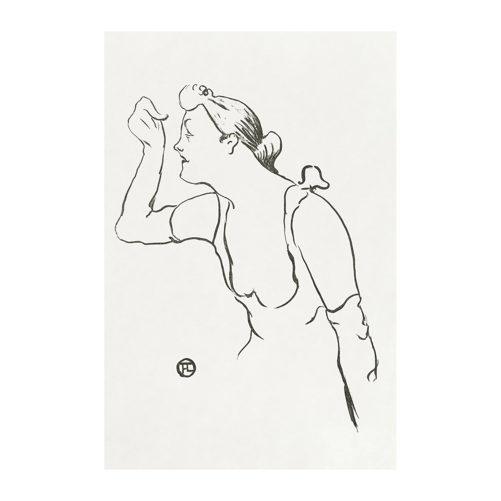 Elegant Woman Sketch Vintage Art Wall Art