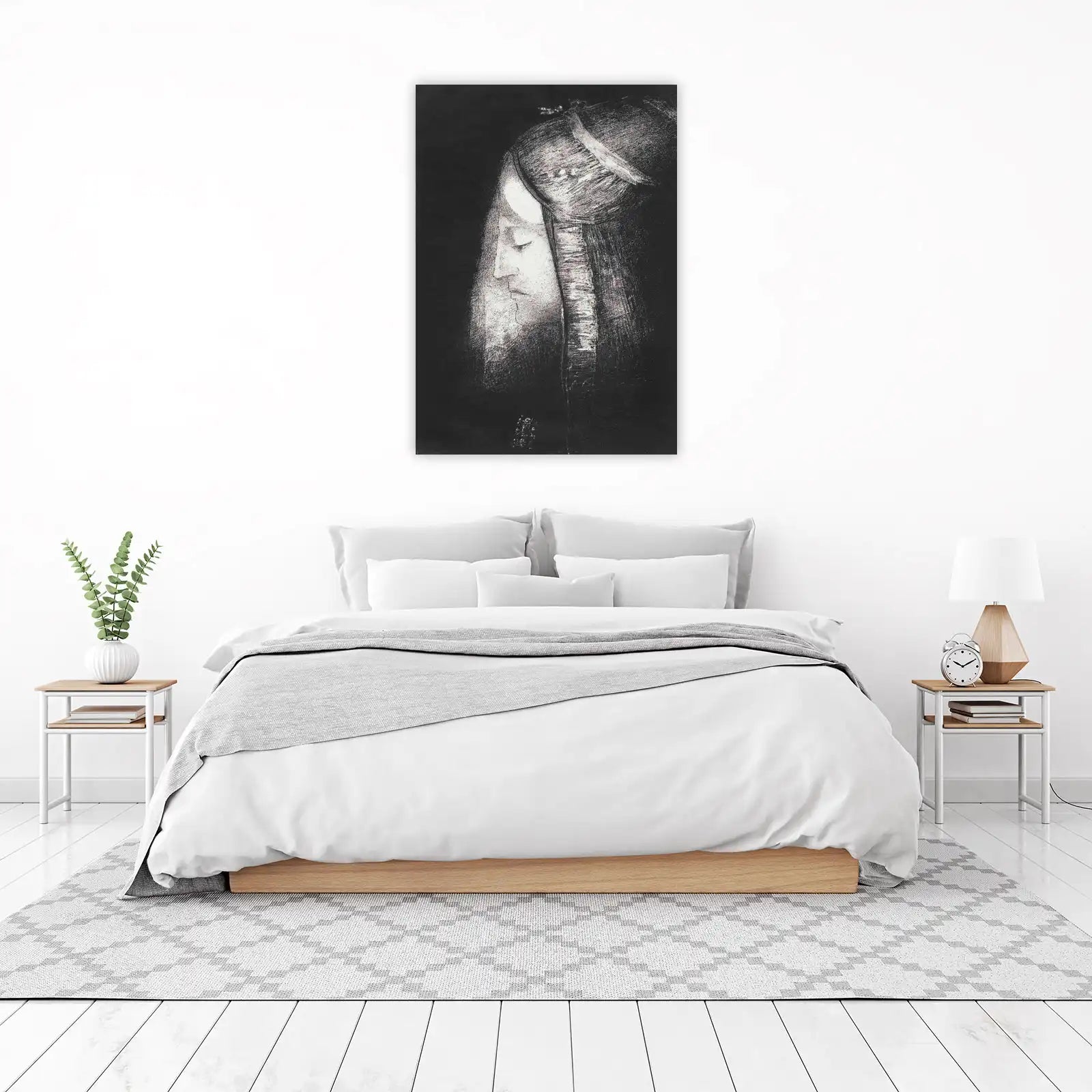 Enigmatic Portrait in Charcoal Wall Art