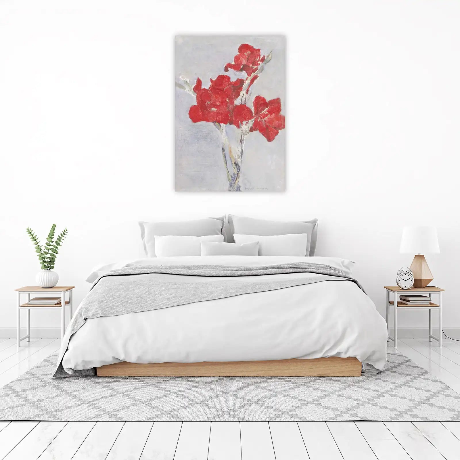 Vibrant Red Floral Impression Wall Art