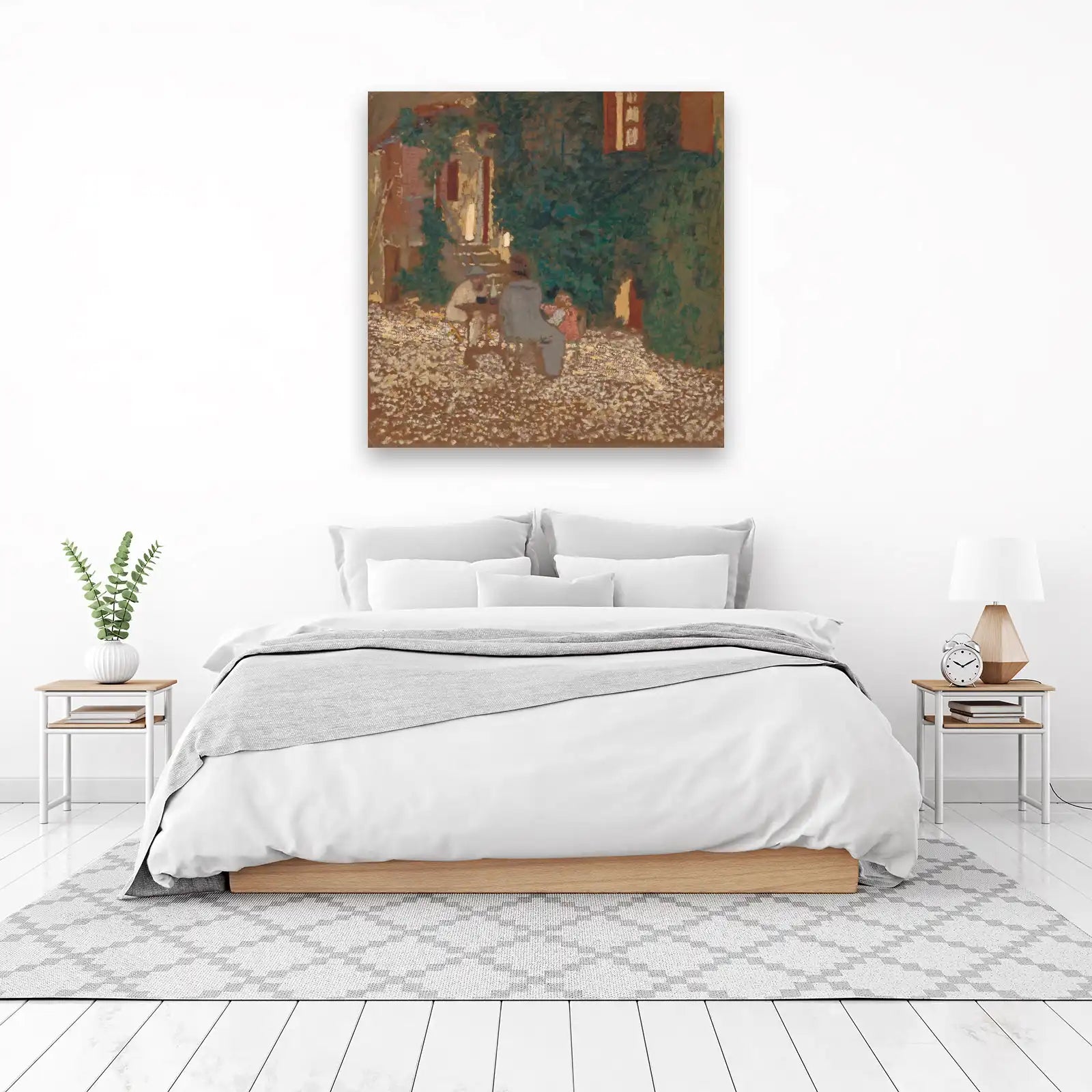 Tranquil Courtyard Scene Impressionist Wall Art
