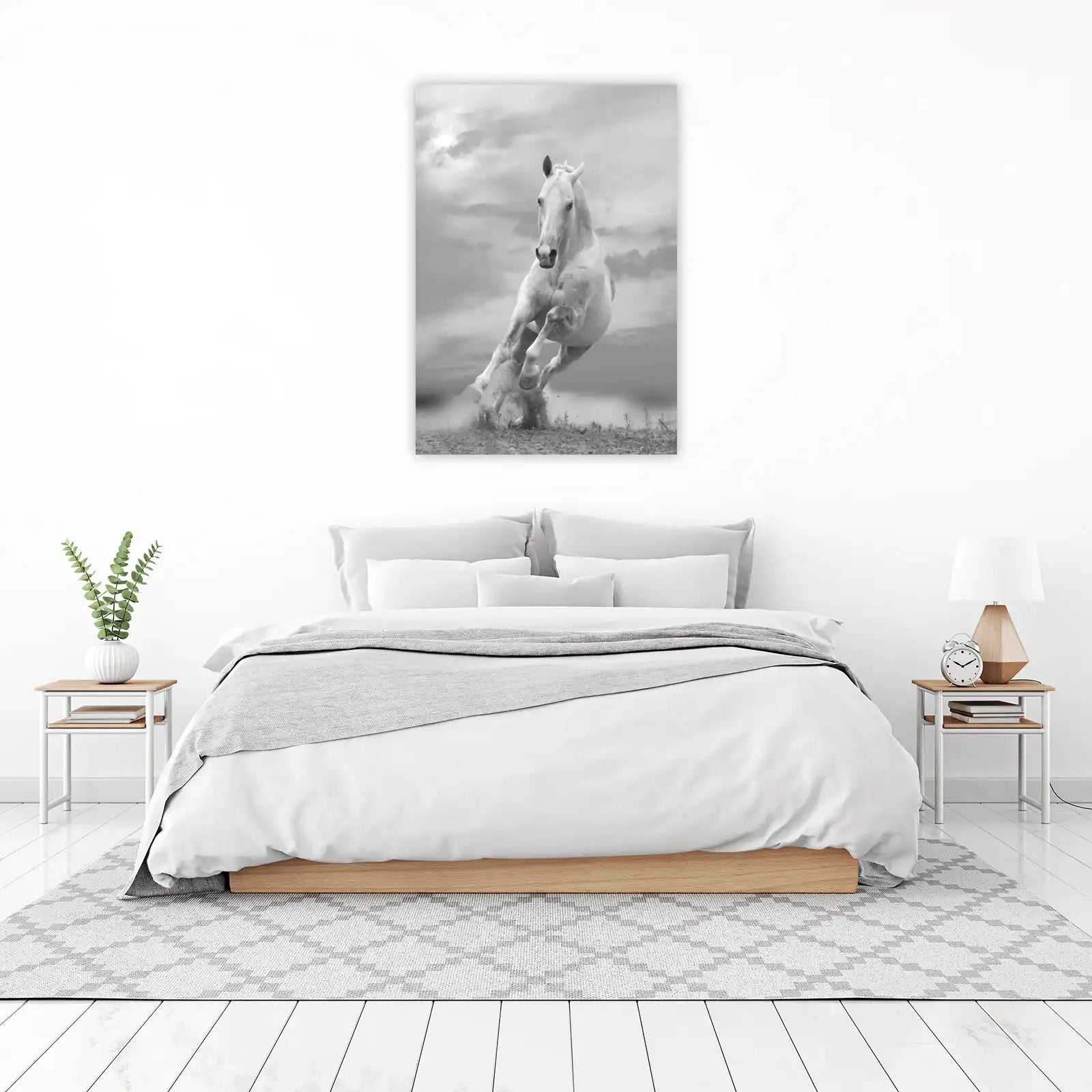 Majestic White Horse Gallop Wall Art
