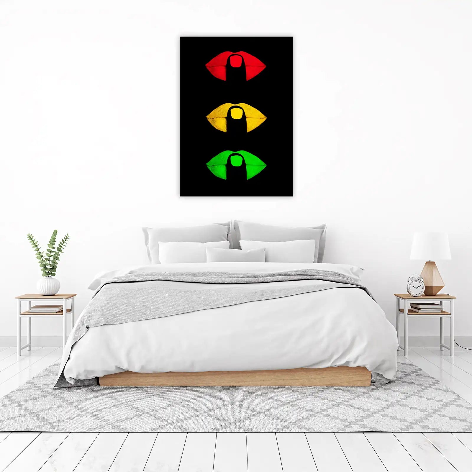 Traffic Light Lips Wall Art for Modern Decor