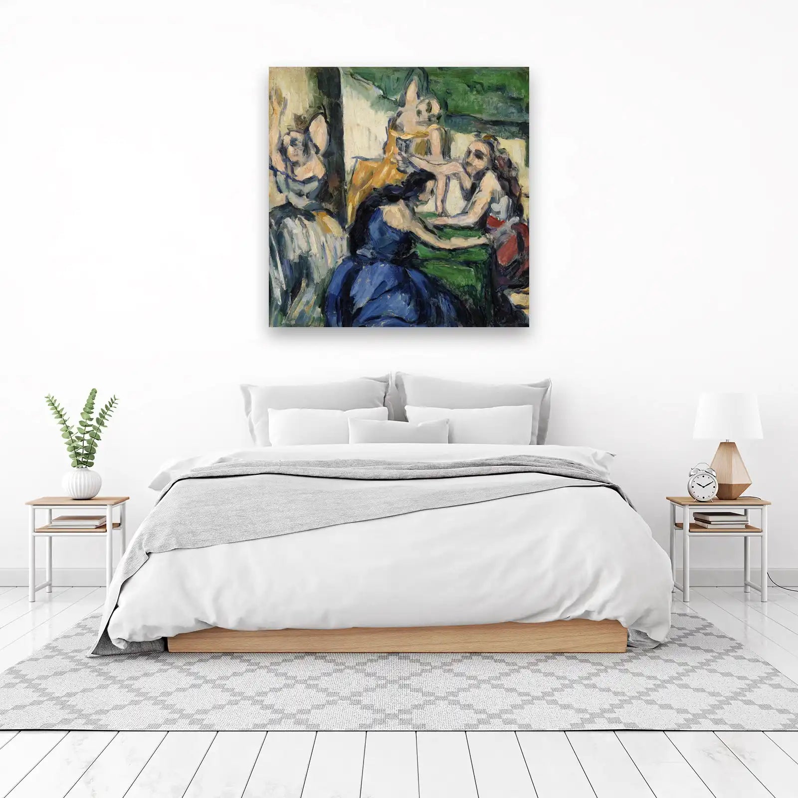 Vibrant Blue Figures Oil Painting Wall Art