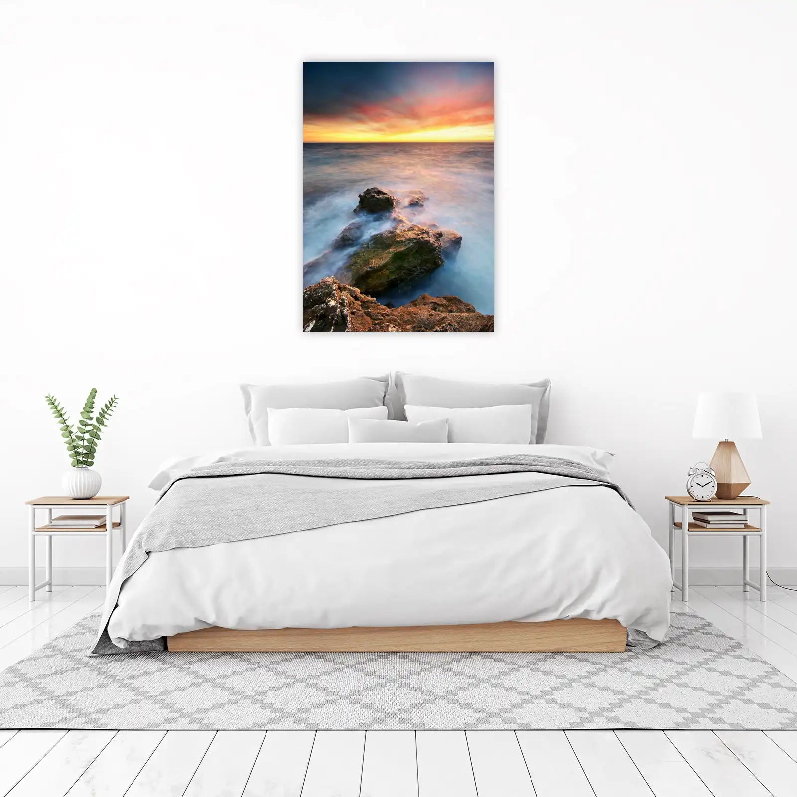 Ocean Sunset Serenity Coastal Rocks Wall Art