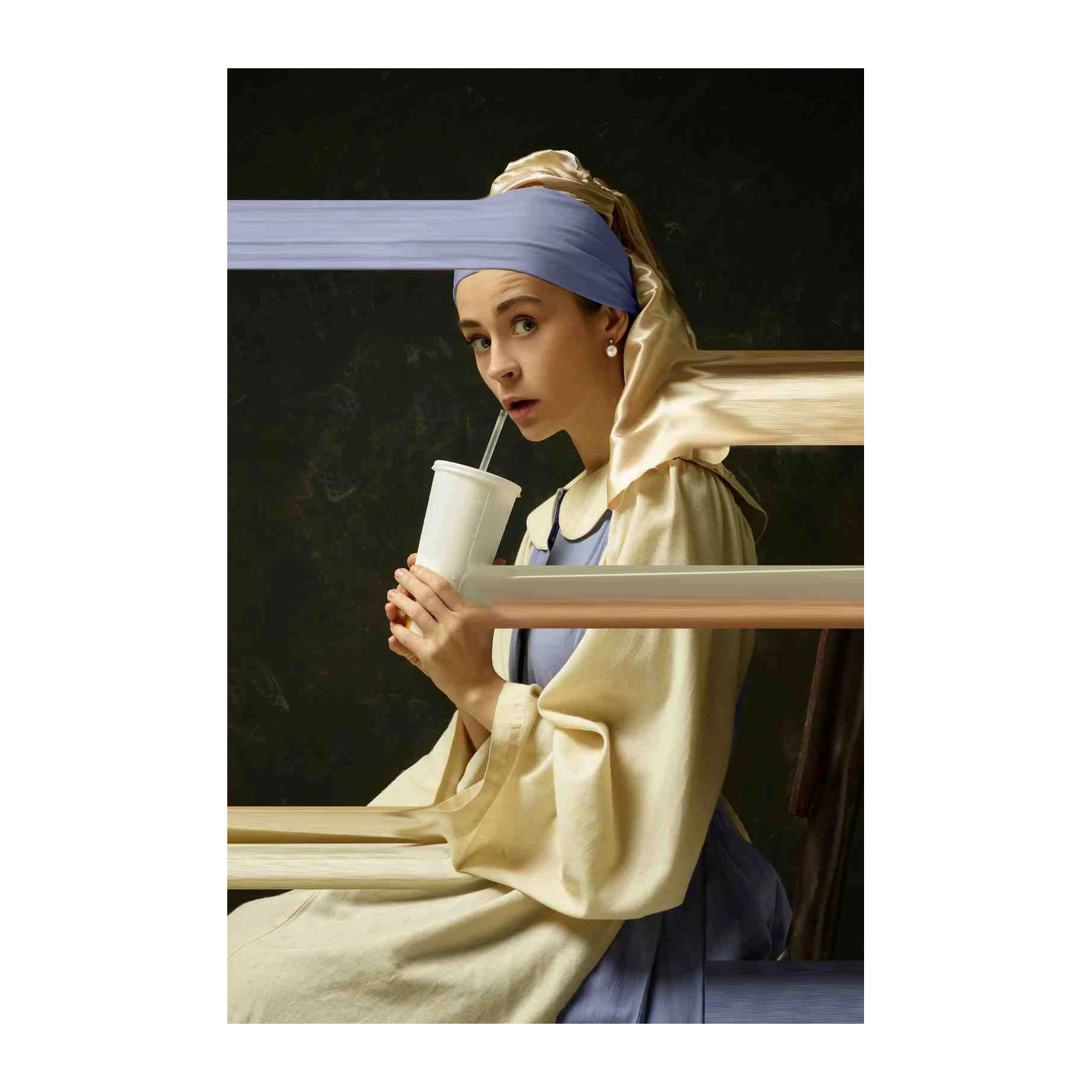 Modern "Girl with a Pearl Earring" Drink Wall Art