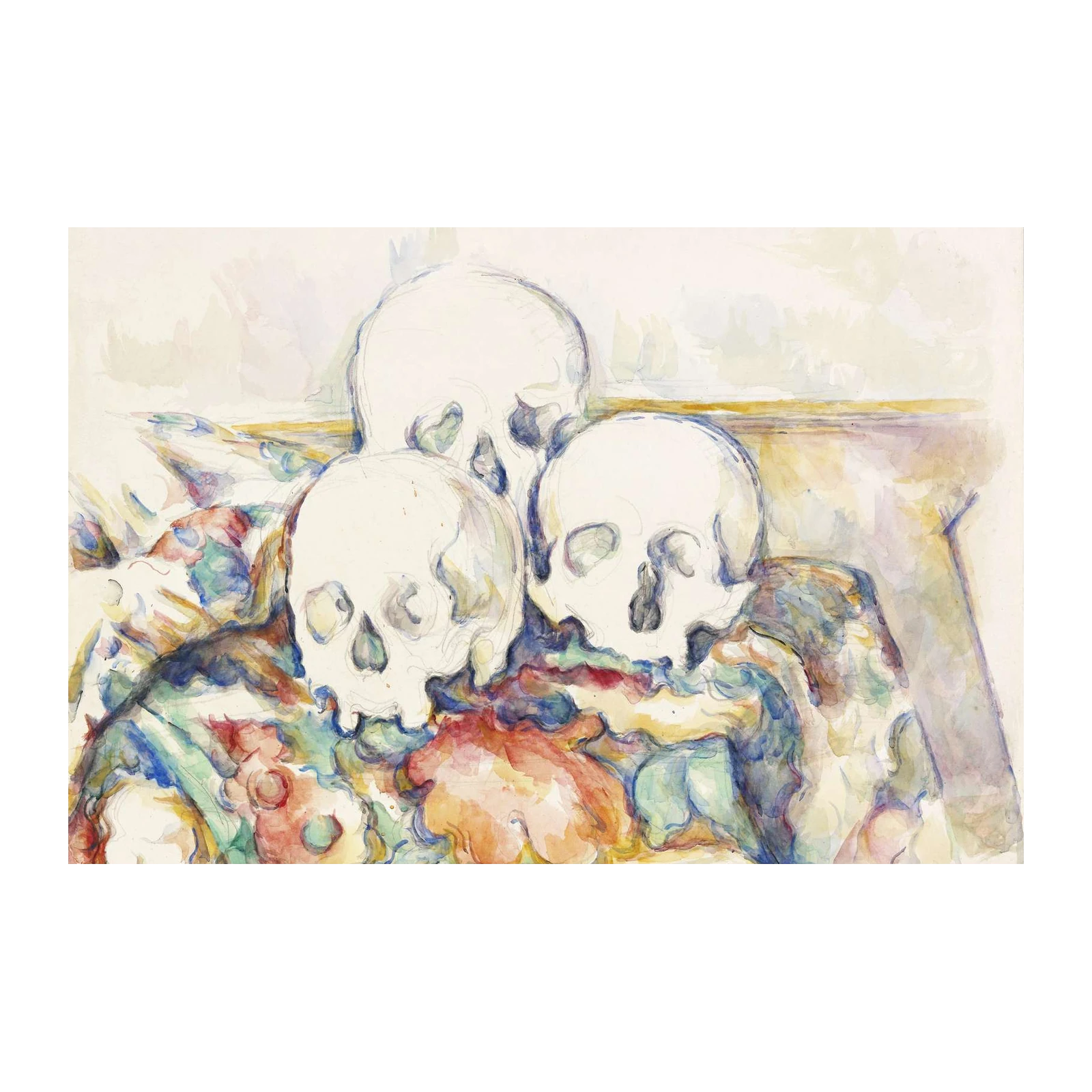 Gothic Skulls Floral Watercolor Wall Art