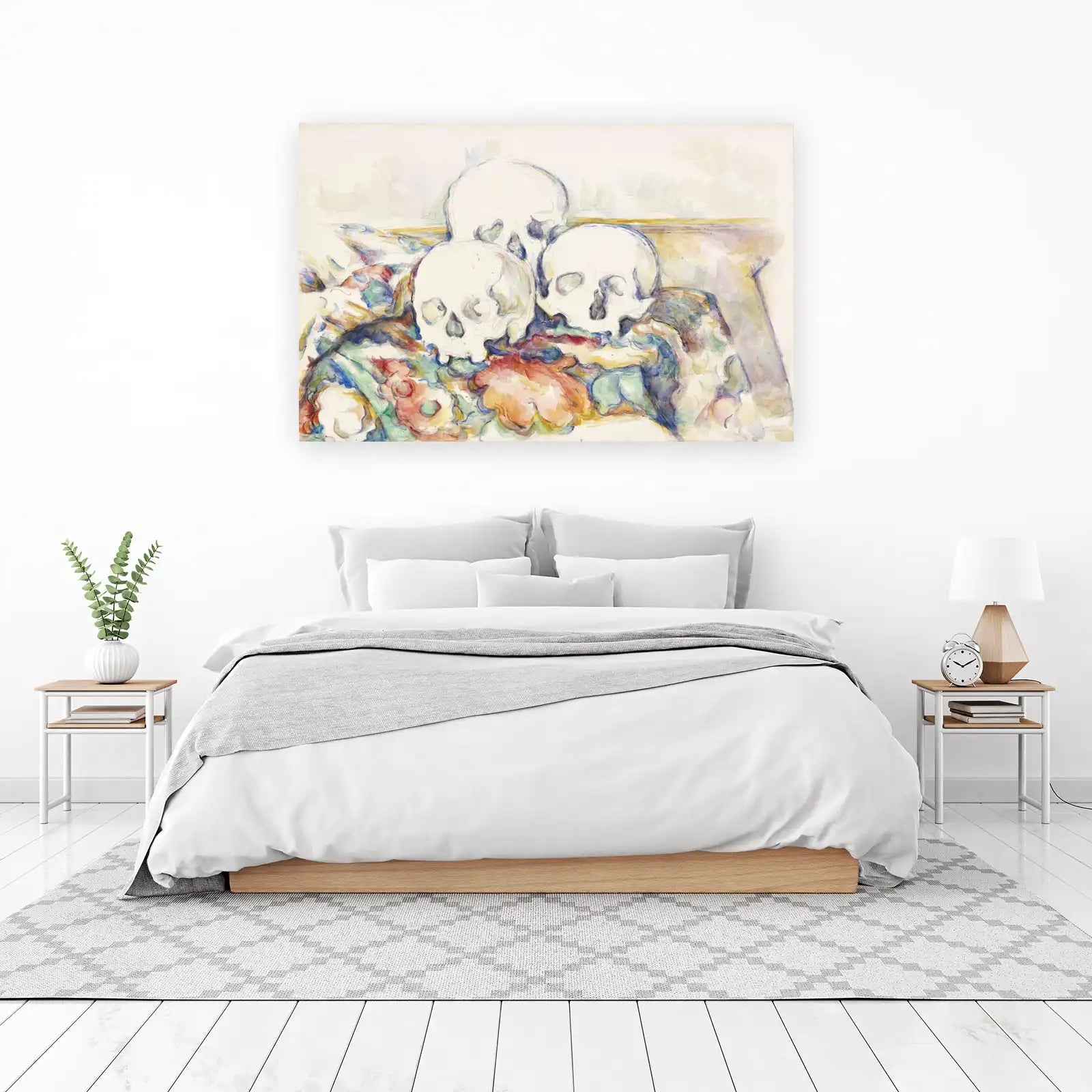 Gothic Skulls Floral Watercolor Wall Art
