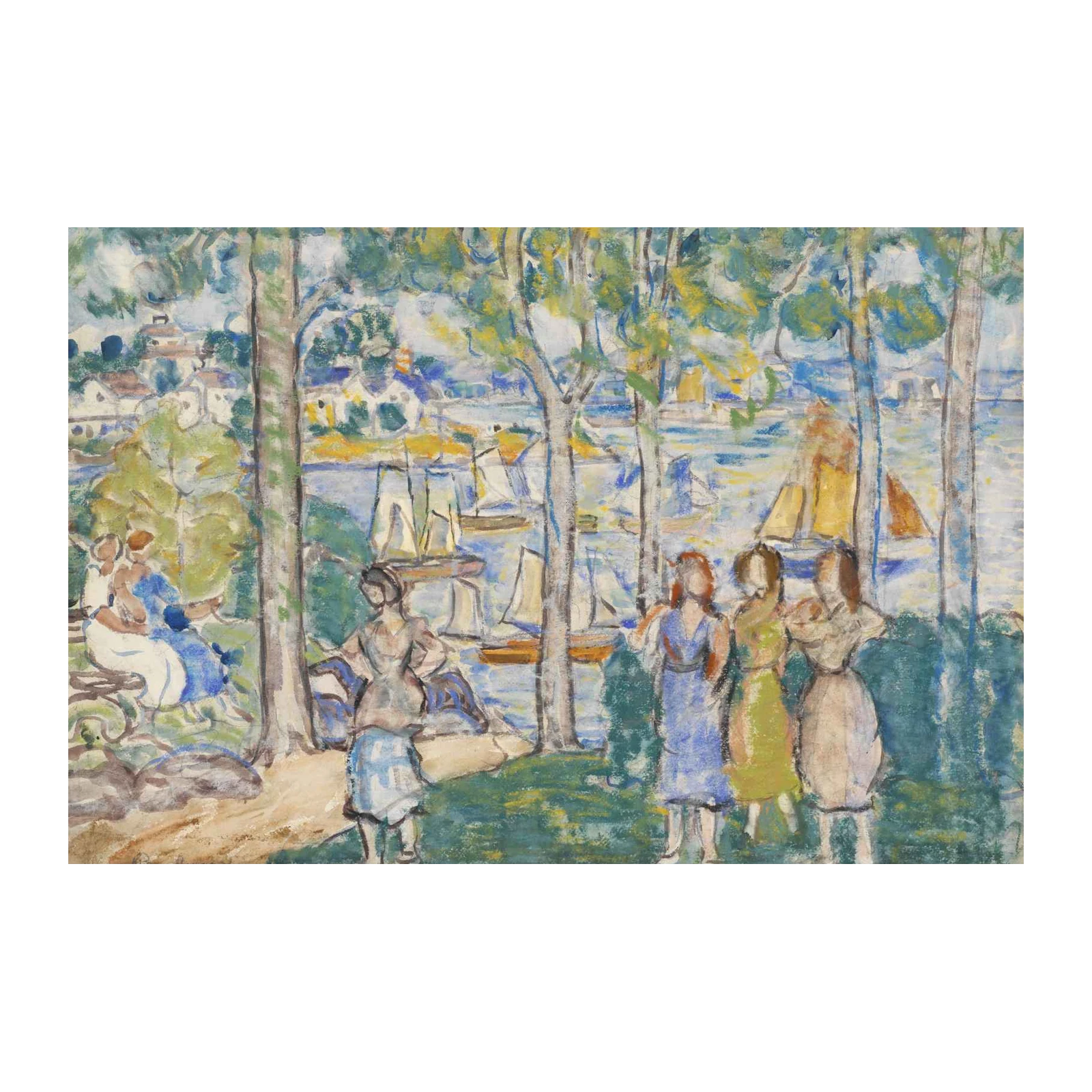 Impressionist Waterside Gathering Wall Art