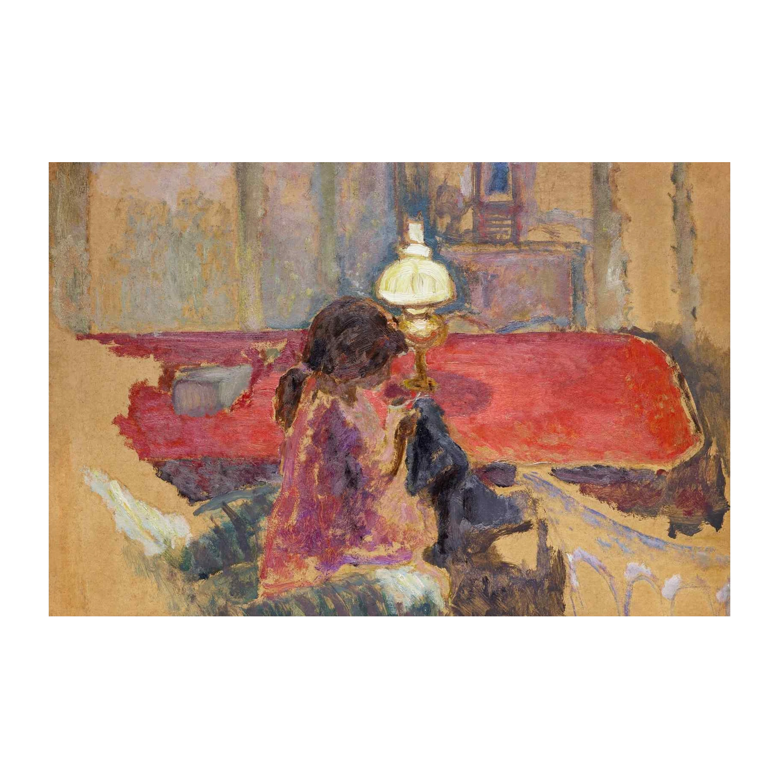 Cozy Interior Girl & Dog Wall Art