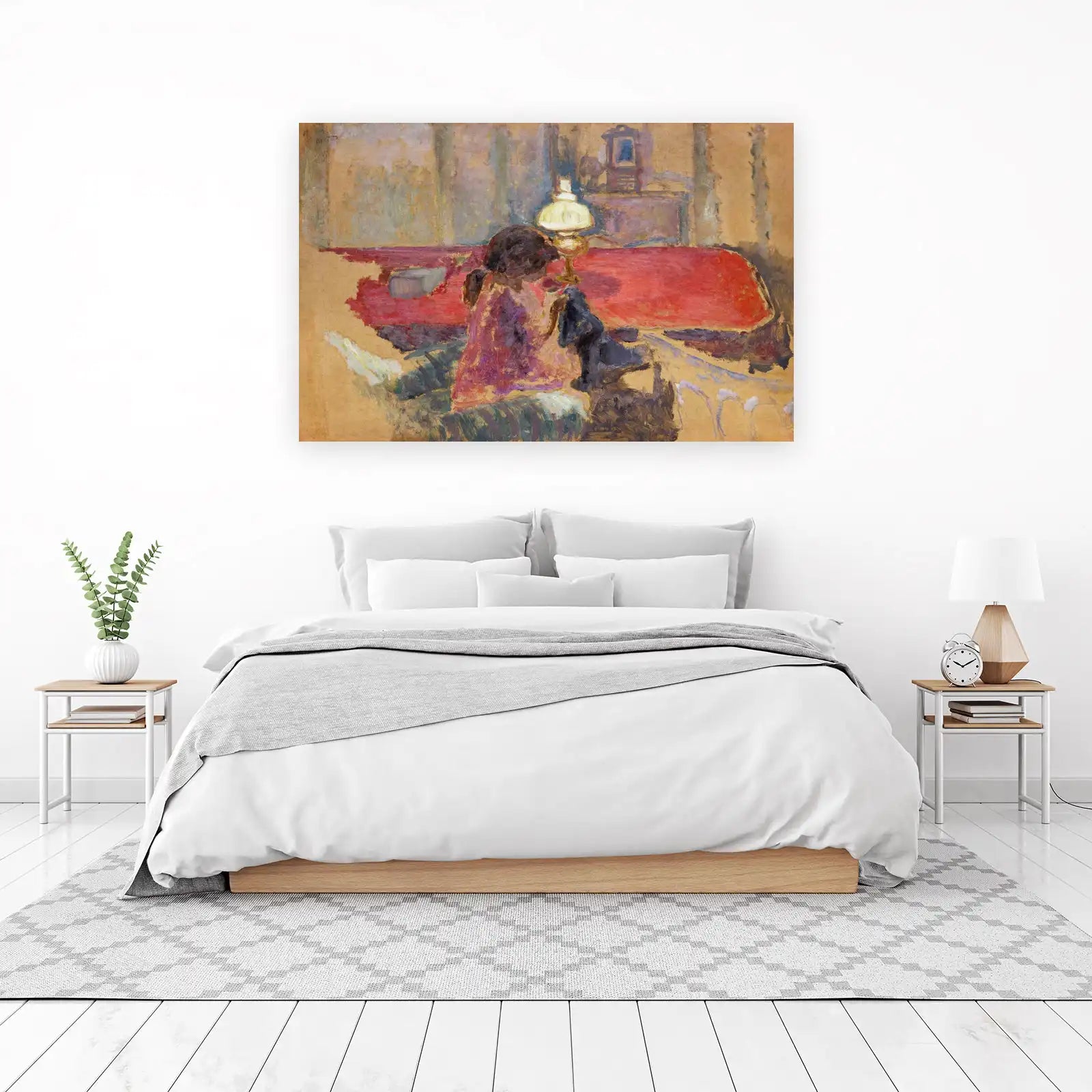 Cozy Interior Girl & Dog Wall Art