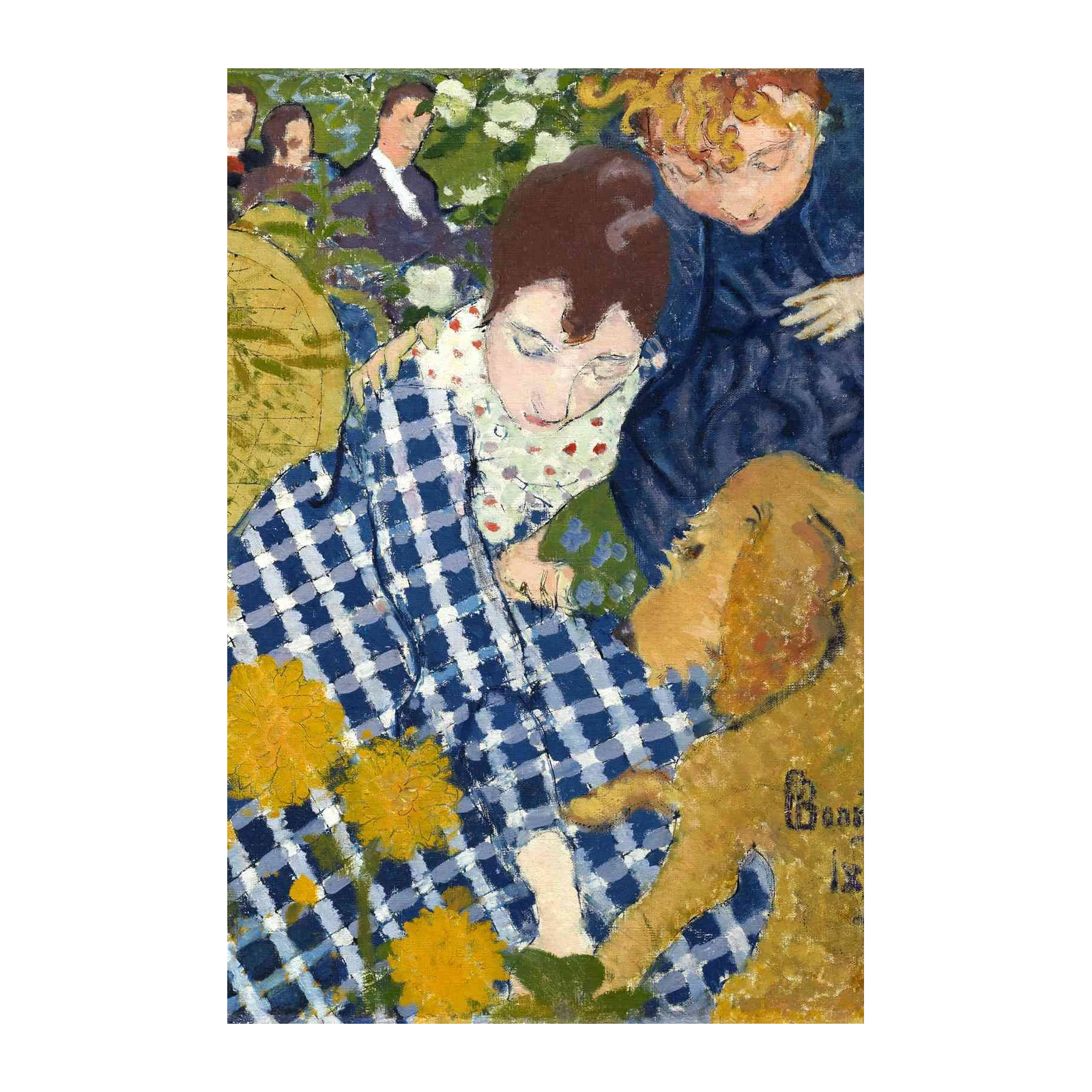 Impressionist Garden Scene with Dog Wall Art