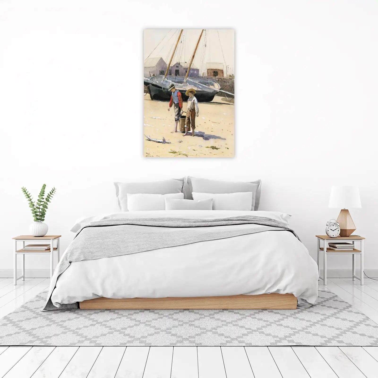 Boys Fishing by the Sea Wall Art
