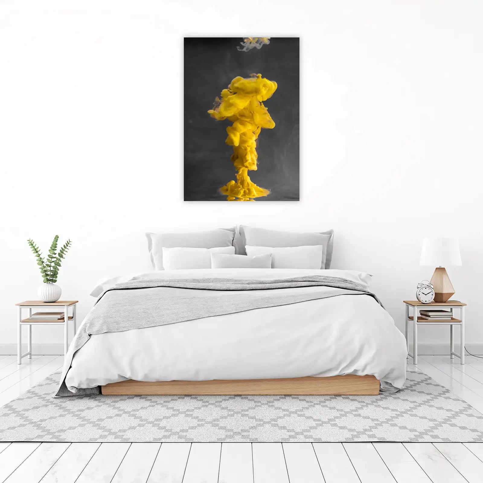 Vibrant Yellow Smoke Cloud Abstract Wall Art