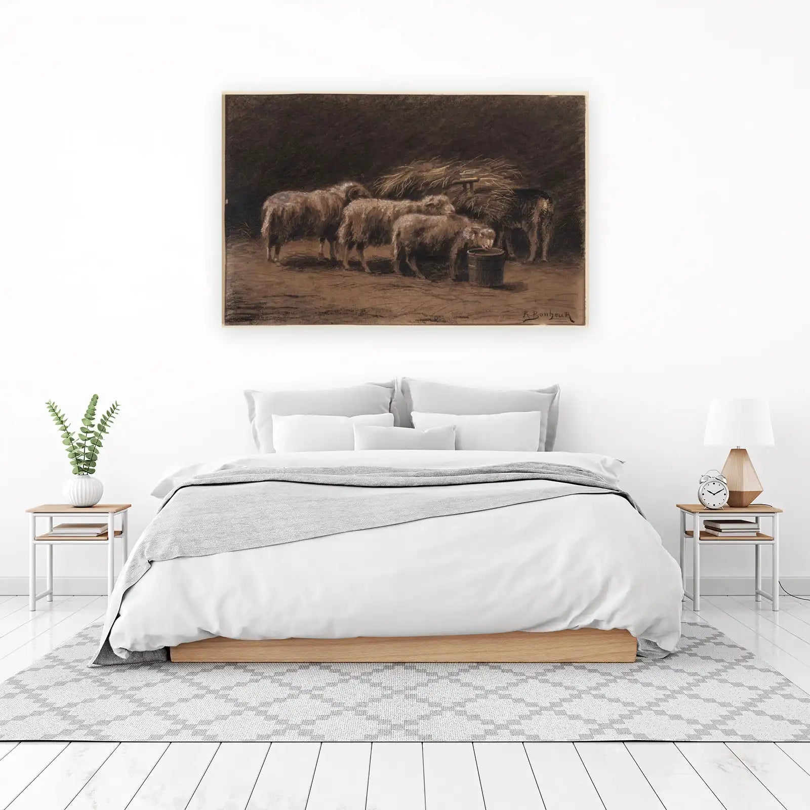 Rustic Sheep Barn Scene Wall Art