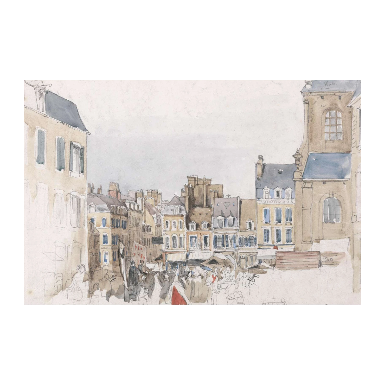 European City Market Watercolor Wall Art