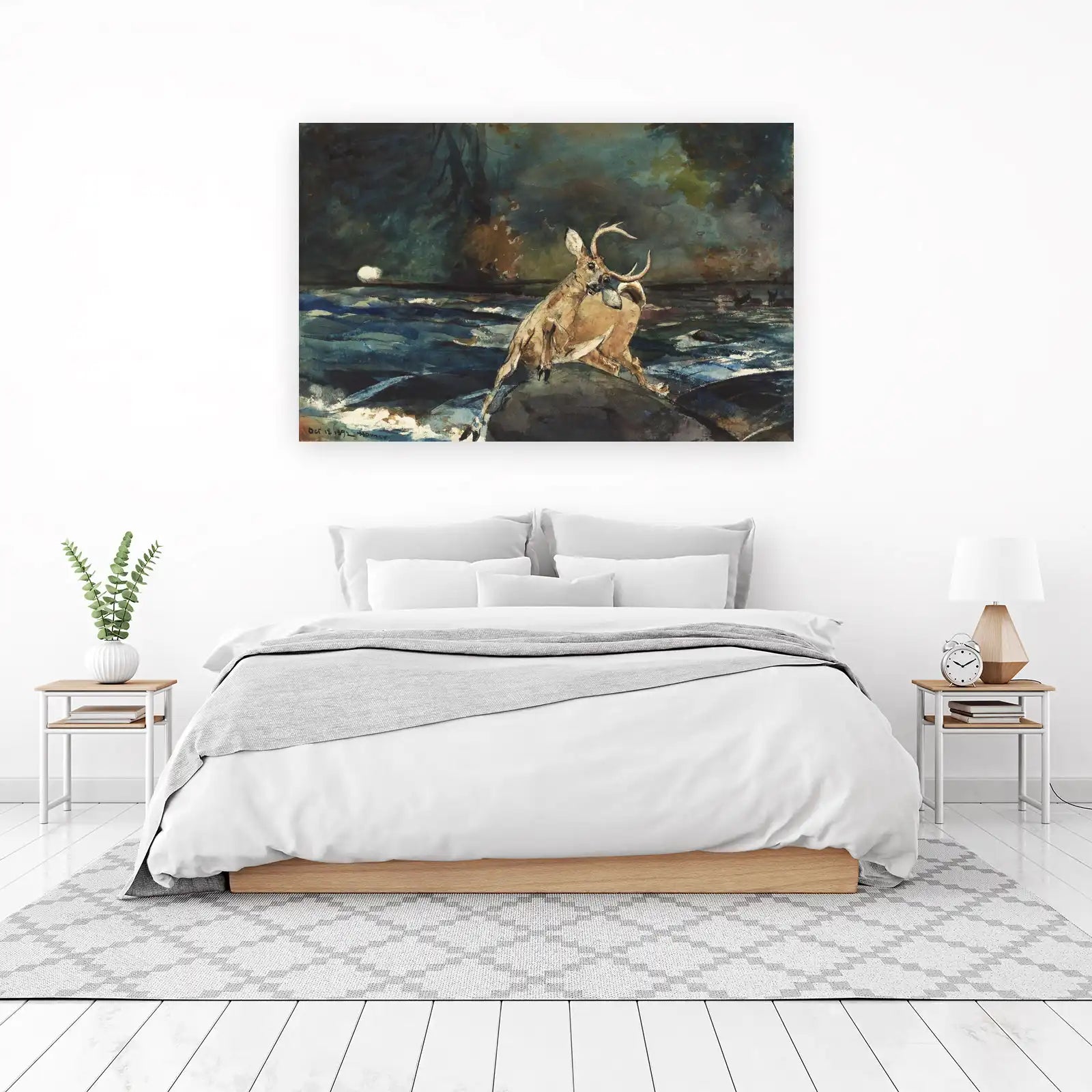 Dramatic Deer in Water Wall Art | Wildlife Art