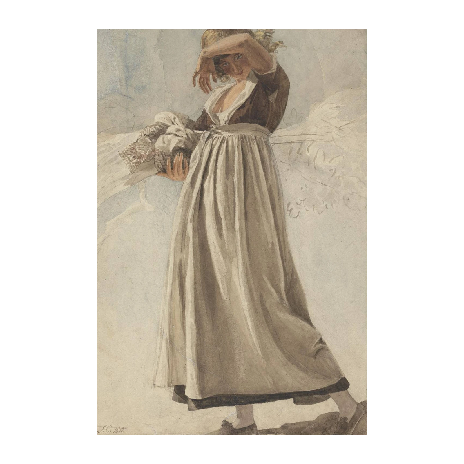 Vintage Woman with Laundry Wall Art