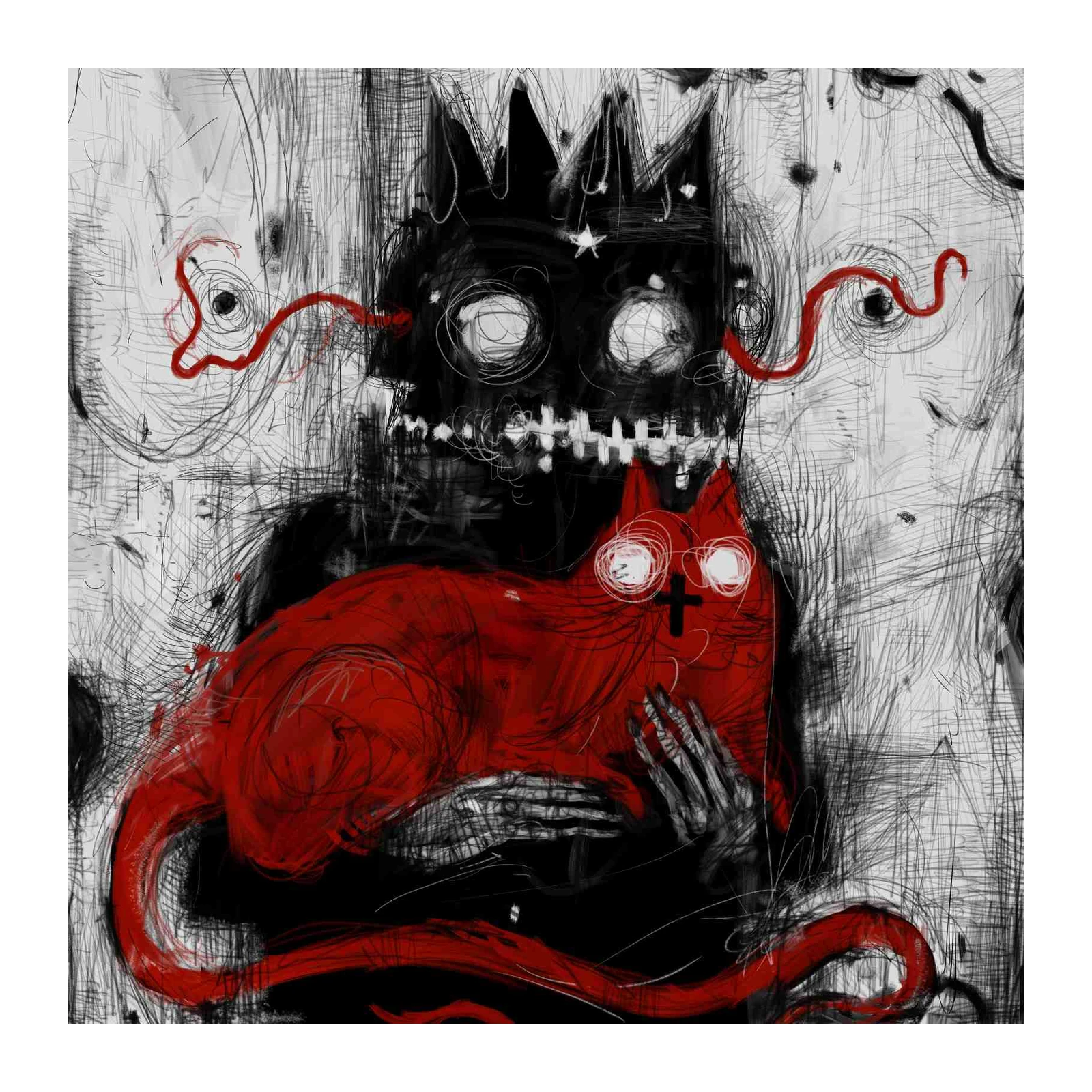 Gothic King Cat Embrace Wall Art