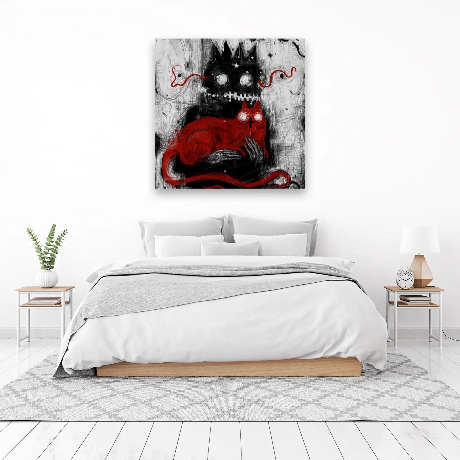 Gothic King Cat Embrace Wall Art