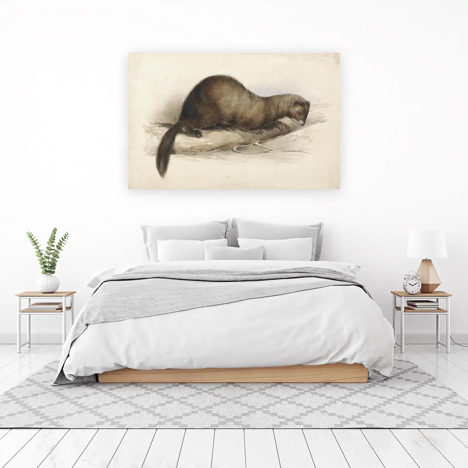 Vintage Ferret Study Wildlife Art Wall Art