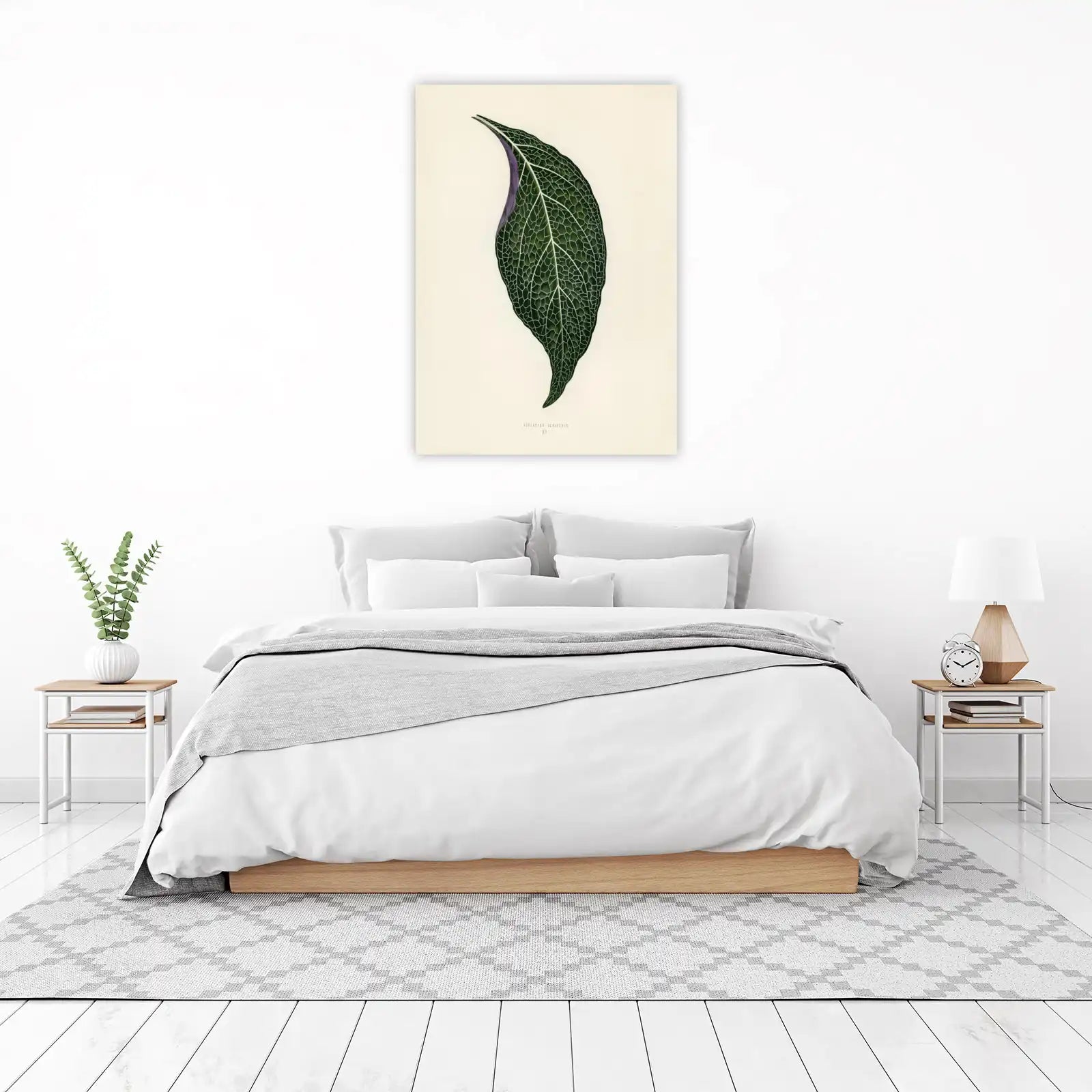 Botanical Leaf Art: Dark Green & Purple Wall Art