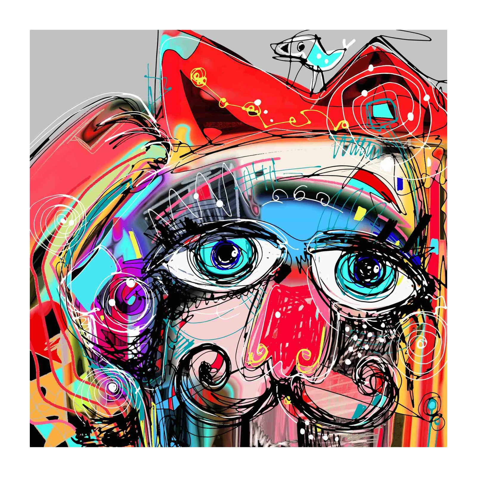 Vibrant Abstract Cat Eyes Wall Art