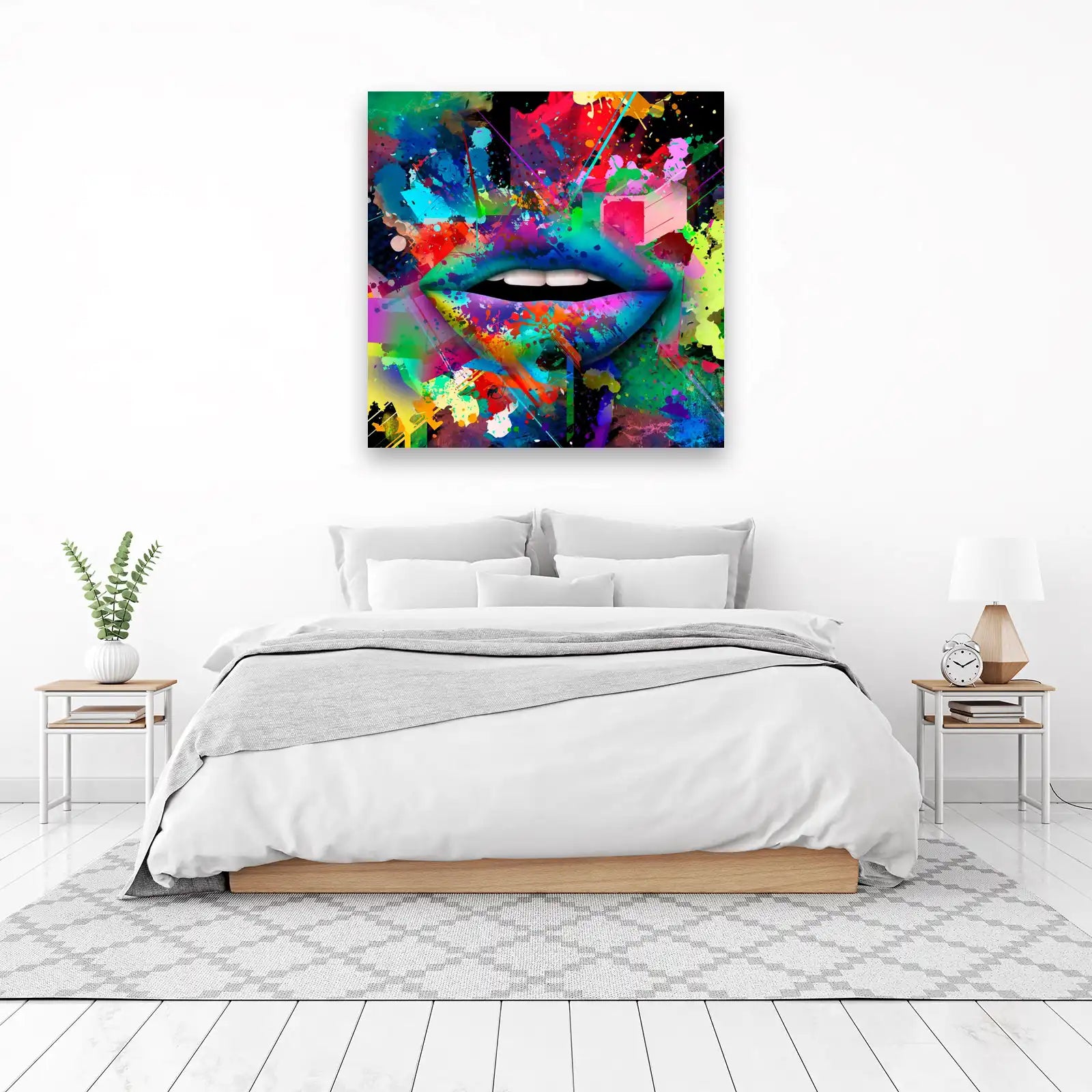 Vibrant Lips Splash Art Wall Art