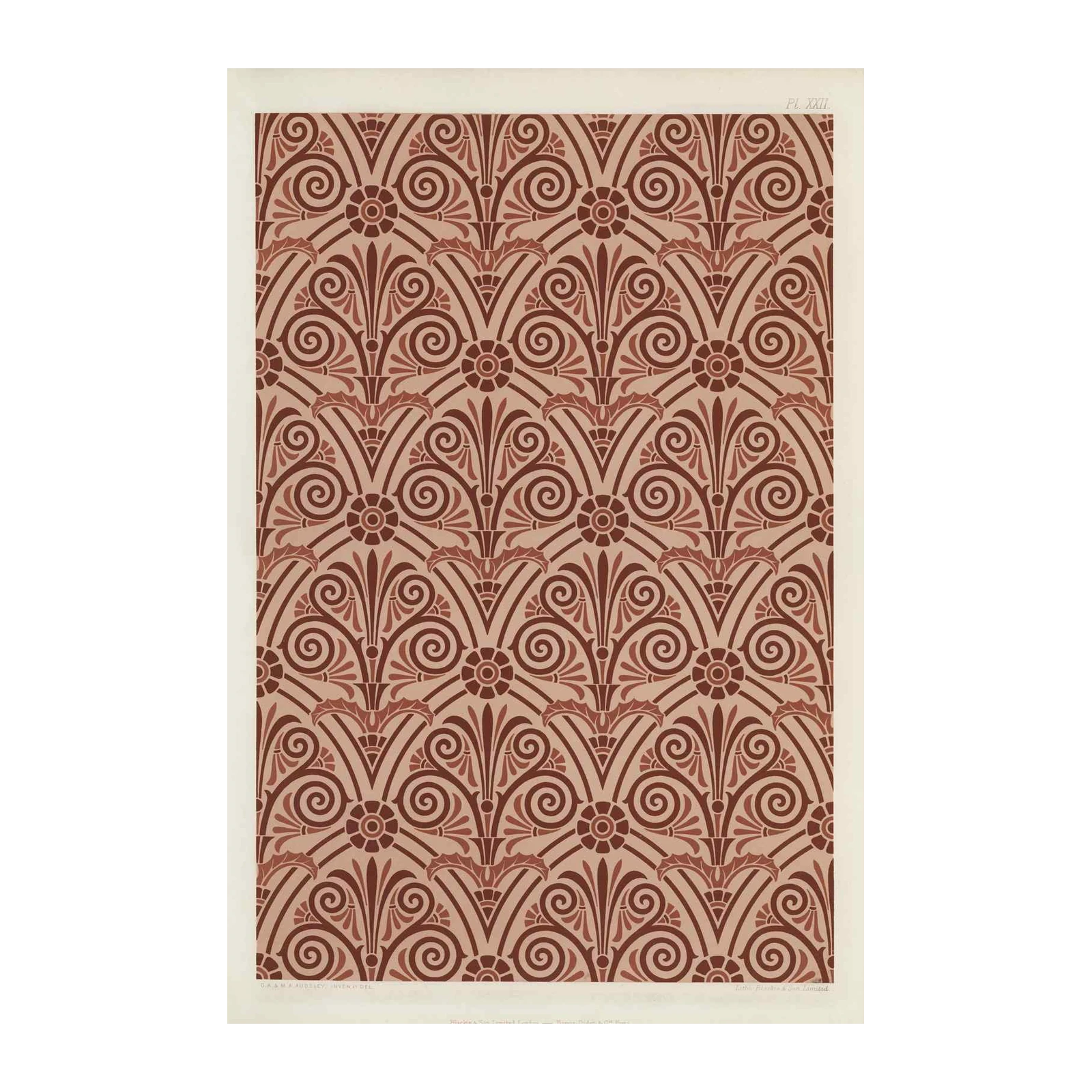 Art Nouveau Floral Scroll Damask Wall Art
