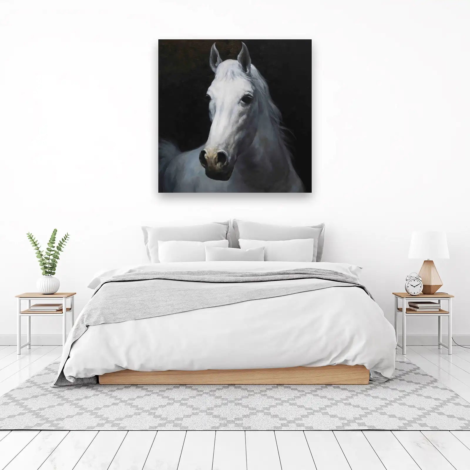 Majestic White Horse Portrait Wall Art