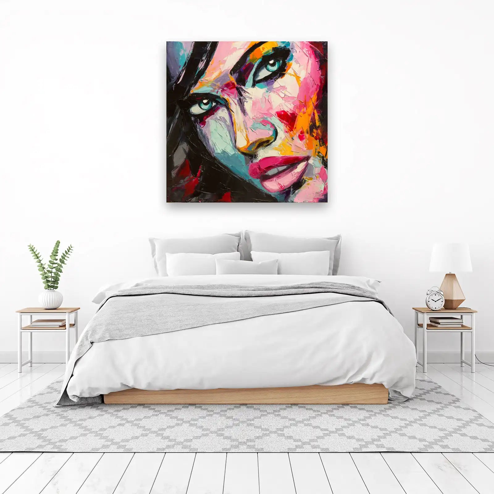 Vibrant Portrait Palette Knife Textured Wall Art