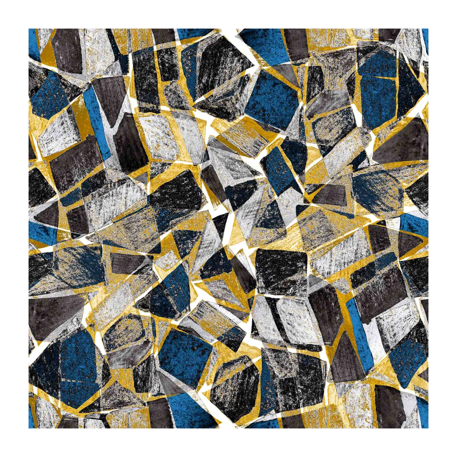Abstract Geometric Blues & Gold Wall Art