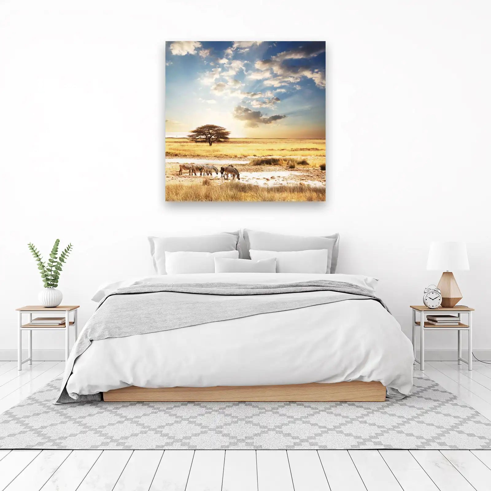 Serene Savannah Zebras and Acacia Tree Wall Art