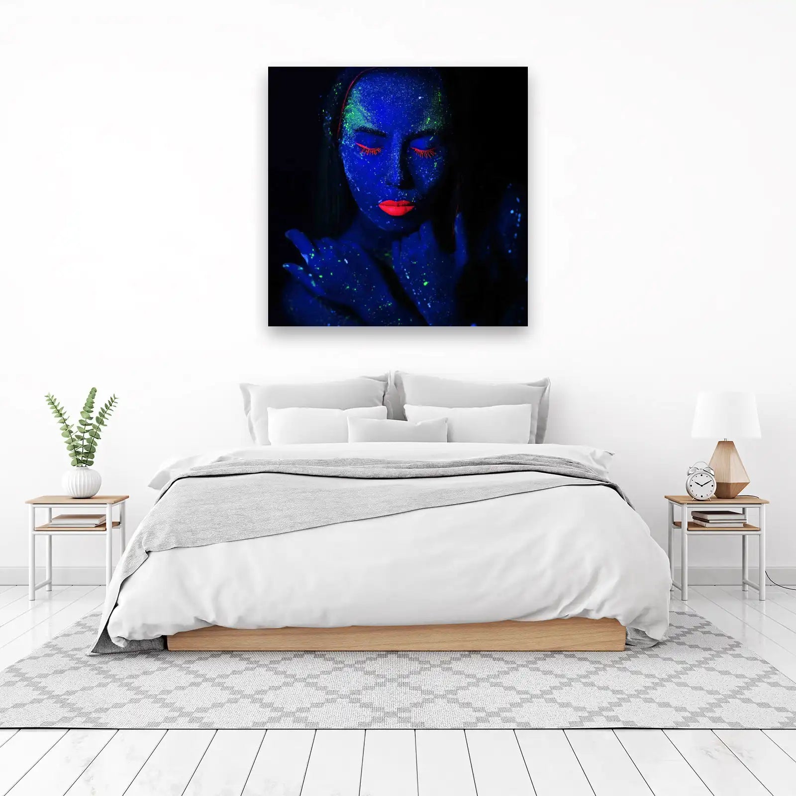 Neon Glow Woman Portrait Wall Art
