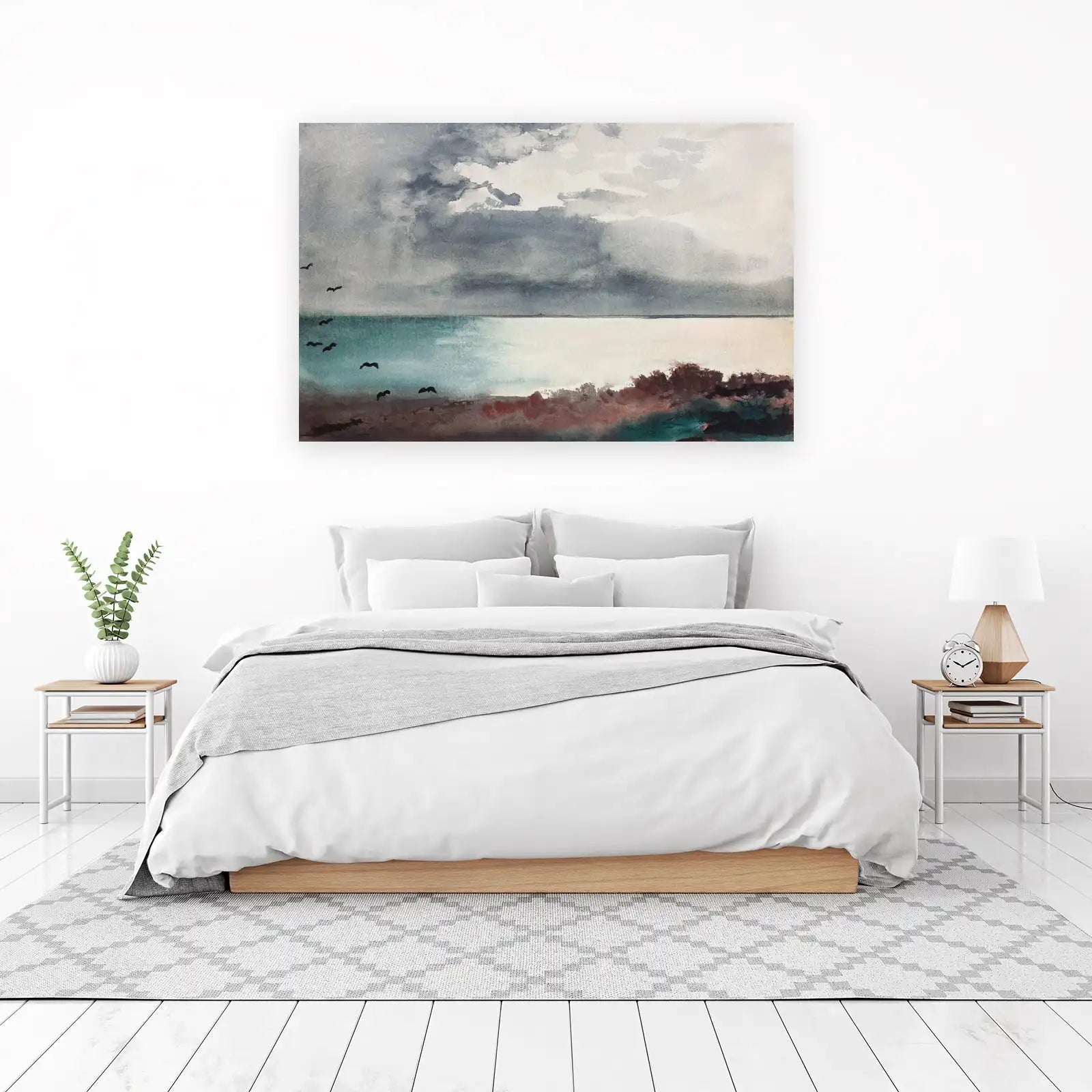 Moody Coastal Birds Watercolor Wall Art