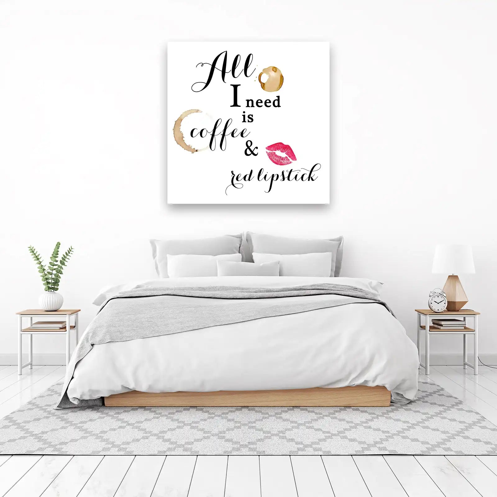 Coffee & Red Lipstick Quote Wall Art