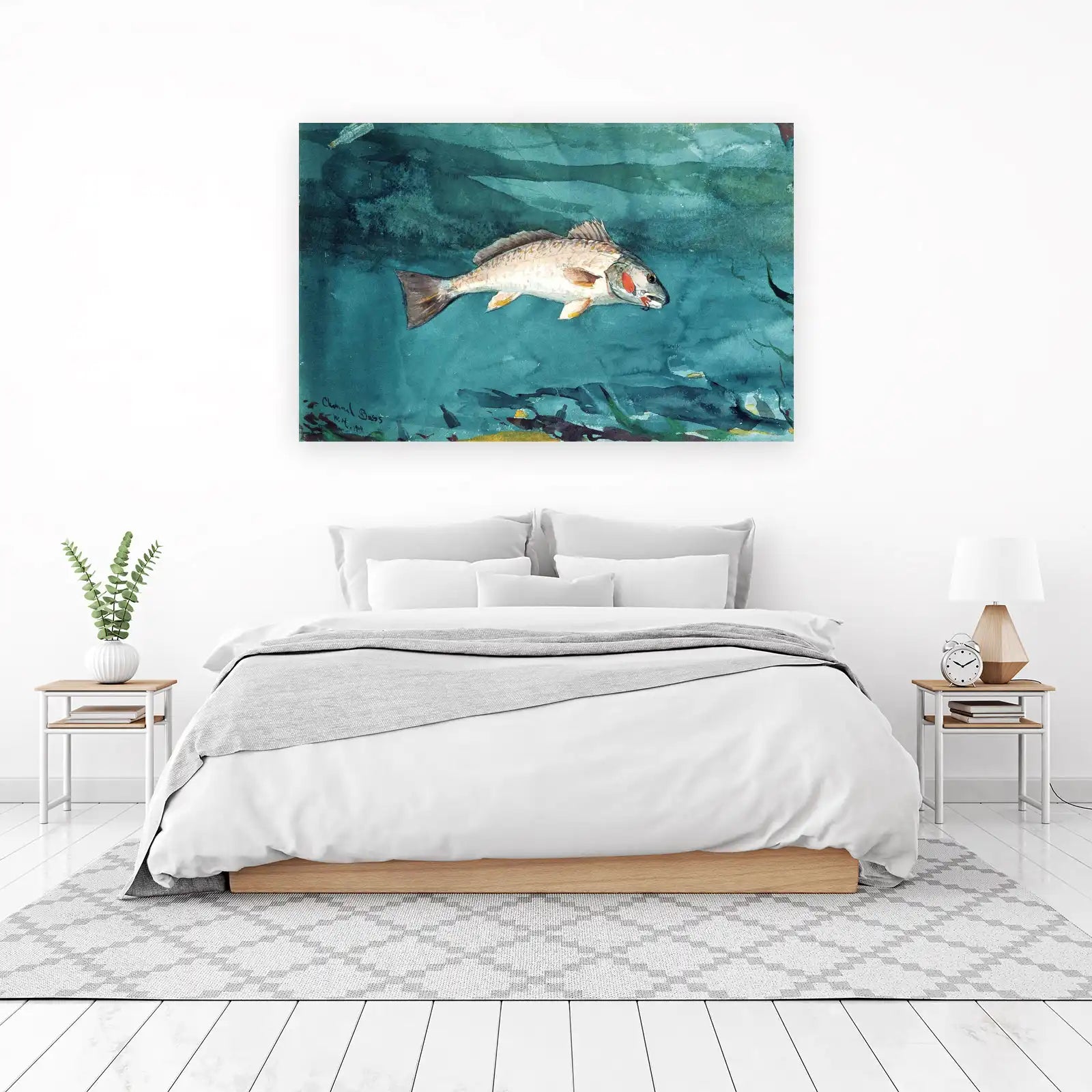 Vintage Channel Bass Watercolor Wall Art