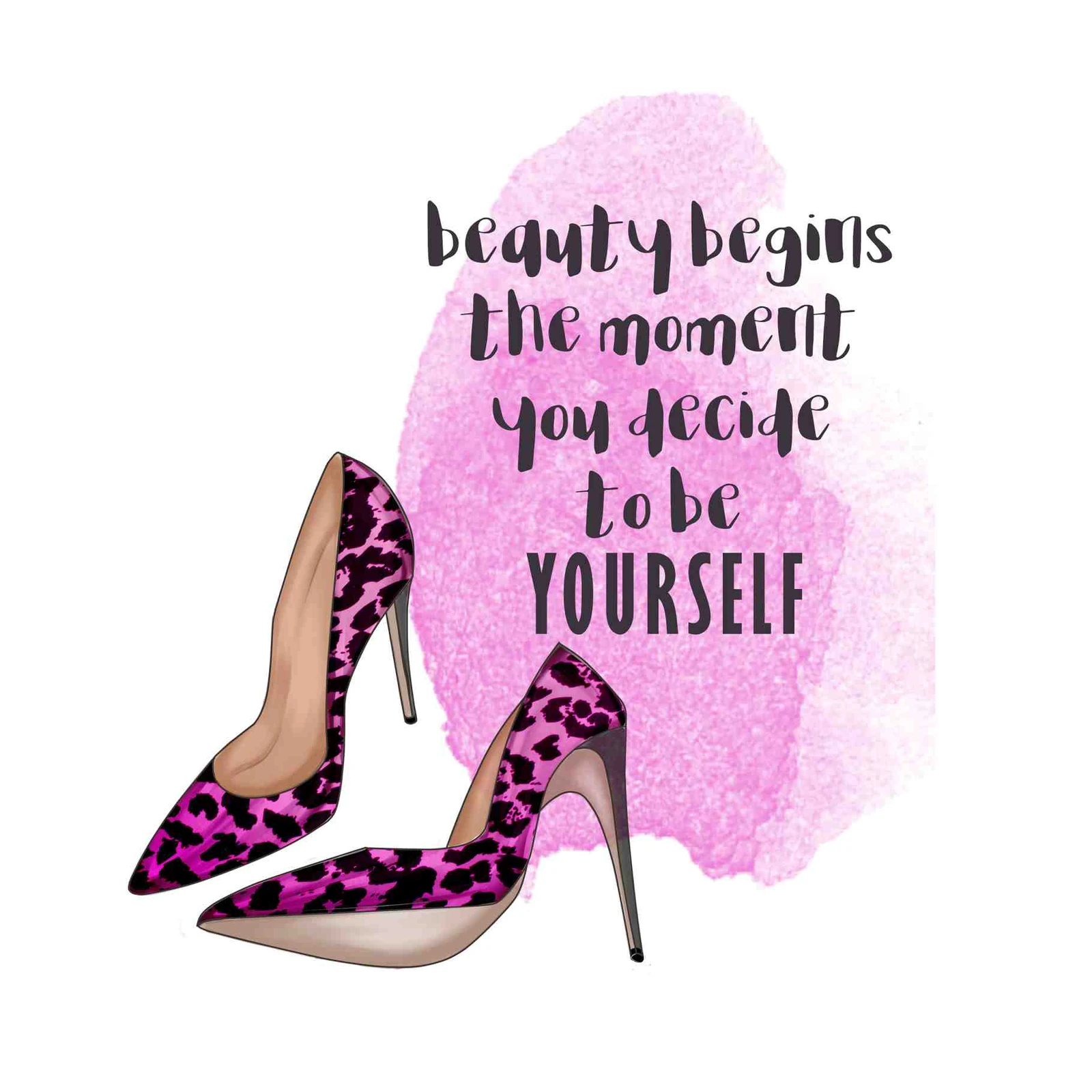 Pink Leopard Heels 'Be Yourself' Wall Art