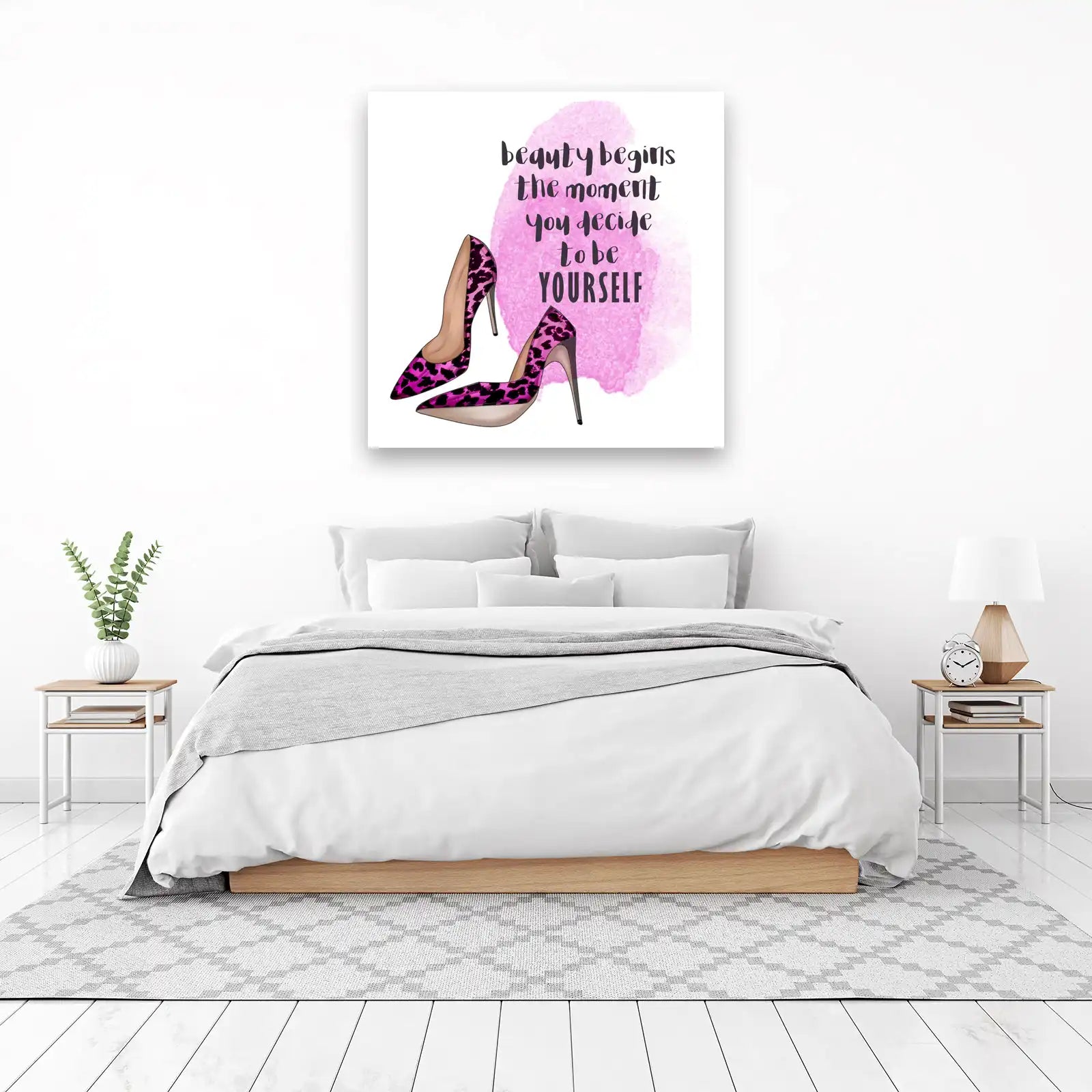 Pink Leopard Heels 'Be Yourself' Wall Art
